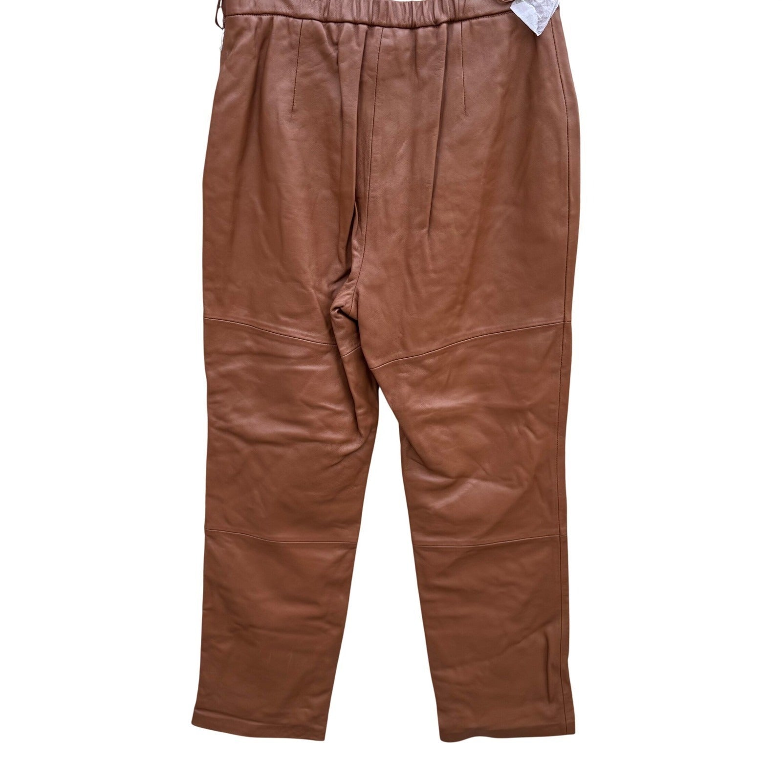 Terry Lewis Classic Luxuries Brown Genuine Leather Pants High Waist 8P NEW Moto