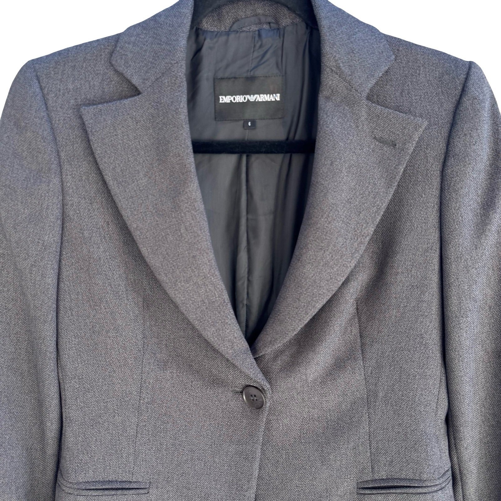 Emporio Armani Vintage Italian Grey Quiet Luxury Designer Blazer Jacket Womens 6