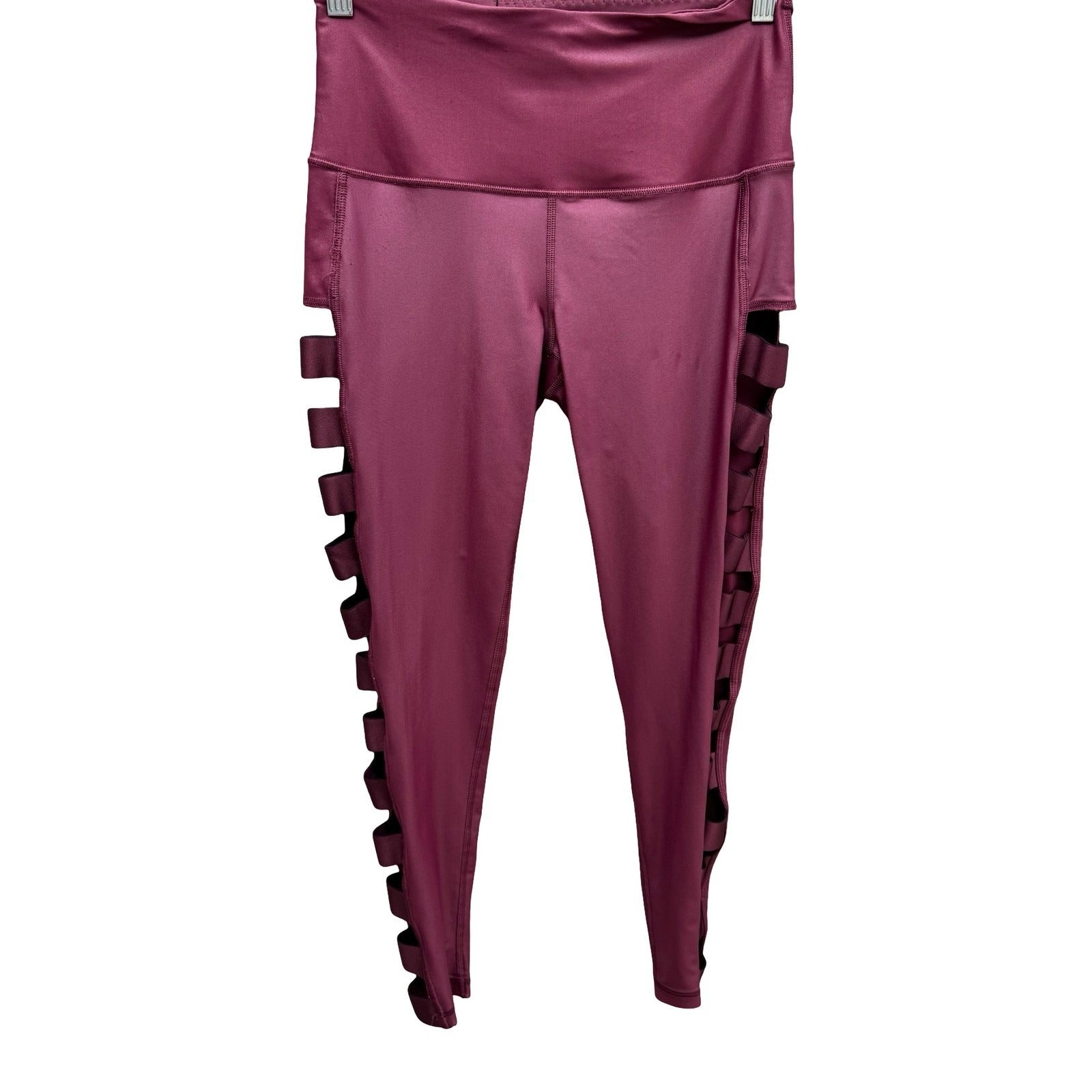 Victoria Sport Knockout Tight Burgundy Ladder Cutout Leggings Workout Womens S