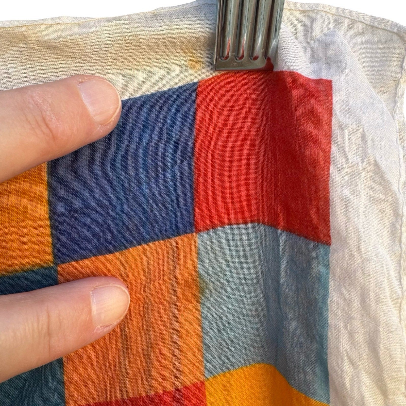 Nik-Nik Vintage Scarf Geometric Grid Nautical Flag Print 70s Disco Retro Multi