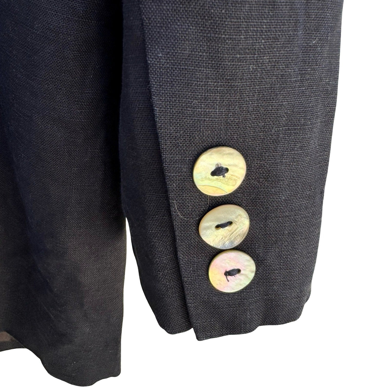 Valerie Stevens Vintage Navy 100% Pure Linen Double Breasted Blazer Jacket Sz 10