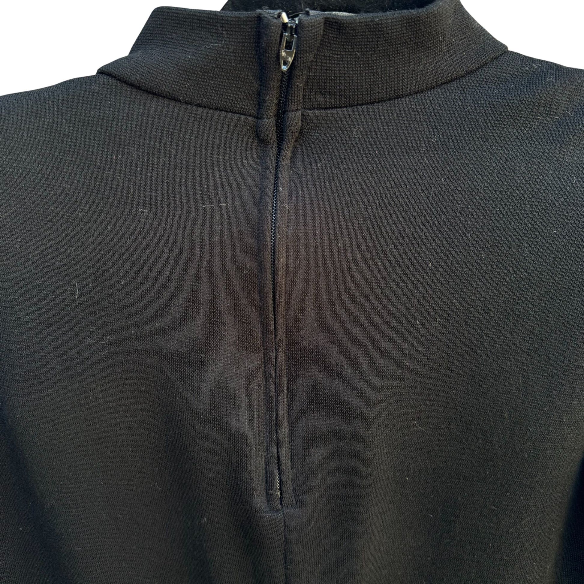 Scarlett Knits Vintage 80s Black Diamond Pattern Mock Neck Back Zip Tunic Dress