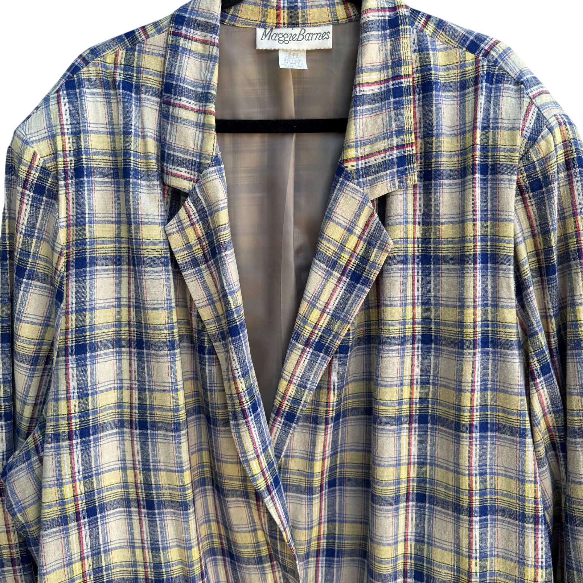 Maggie Barnes Vintage Womens Madras Plaid Long Sleeve Preppy Blazer Jacket 3X
