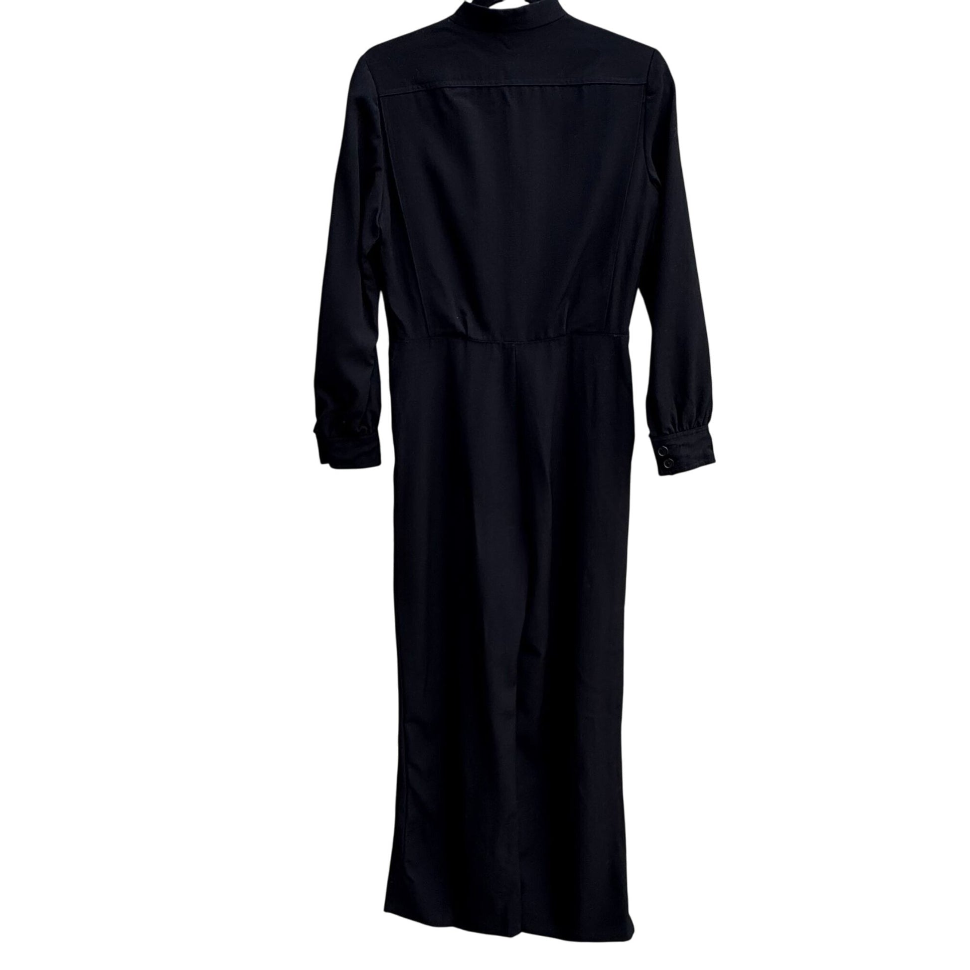 Neiman Marcus Ciao Vintage Womens Black Wool Wide Leg Military Style Jumpsuit 10