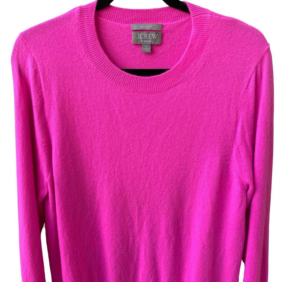 J Crew Cashmere Luxury Classic Fit Barbiecore Pullover Sweater Dopamine Pink XL
