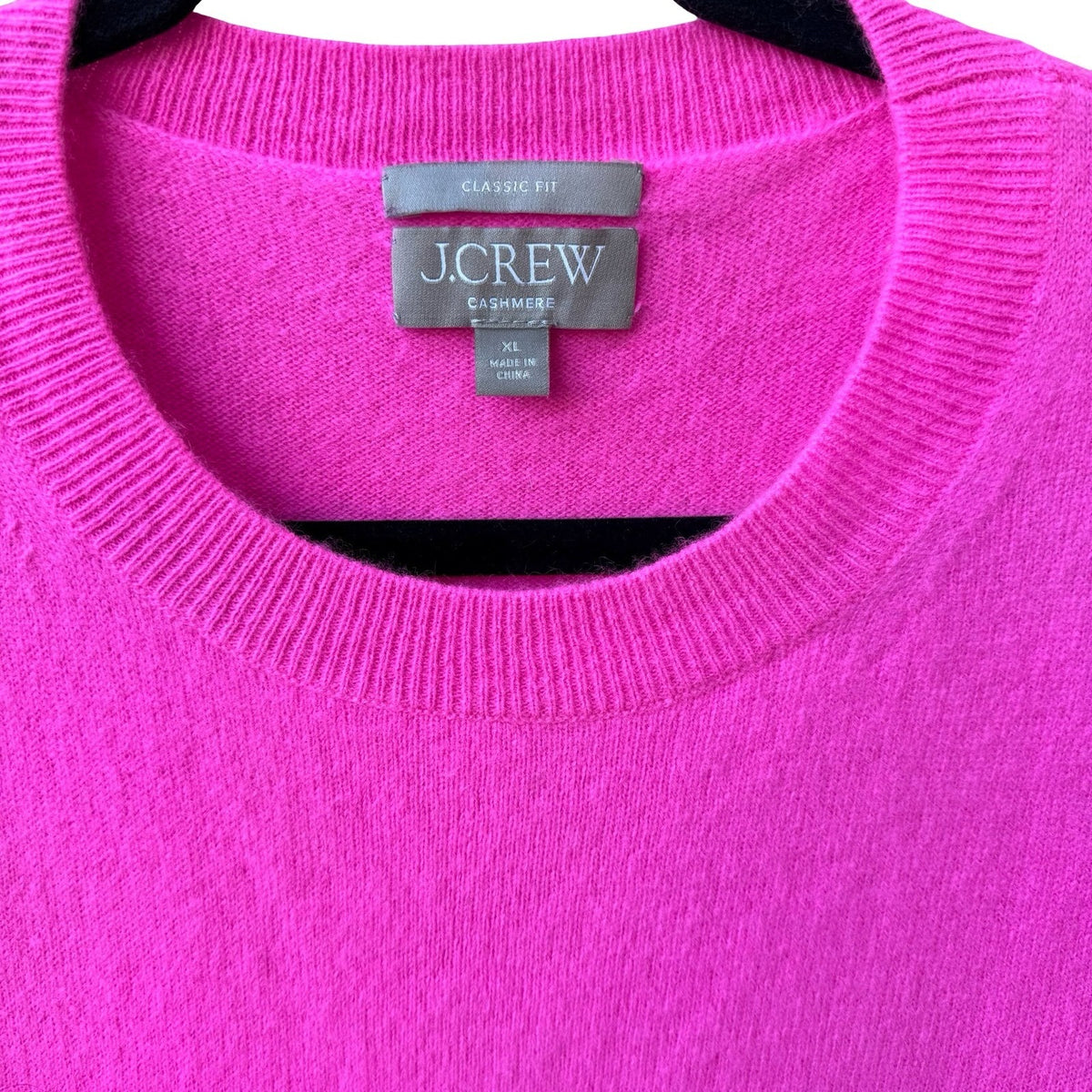 J Crew Cashmere Luxury Classic Fit Barbiecore Pullover Sweater Dopamine Pink XL