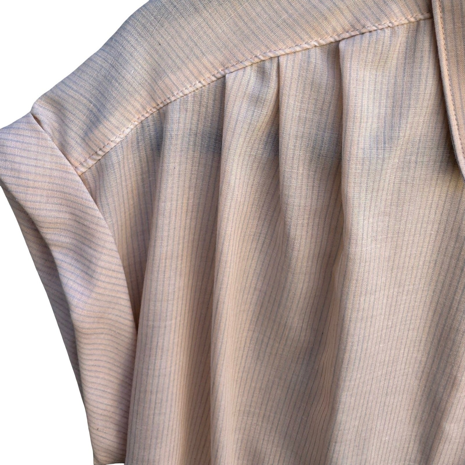 Russ Toggs Vintage Peach Blue Pinstripe Short Sleeve Button Down Shirt Womens 16