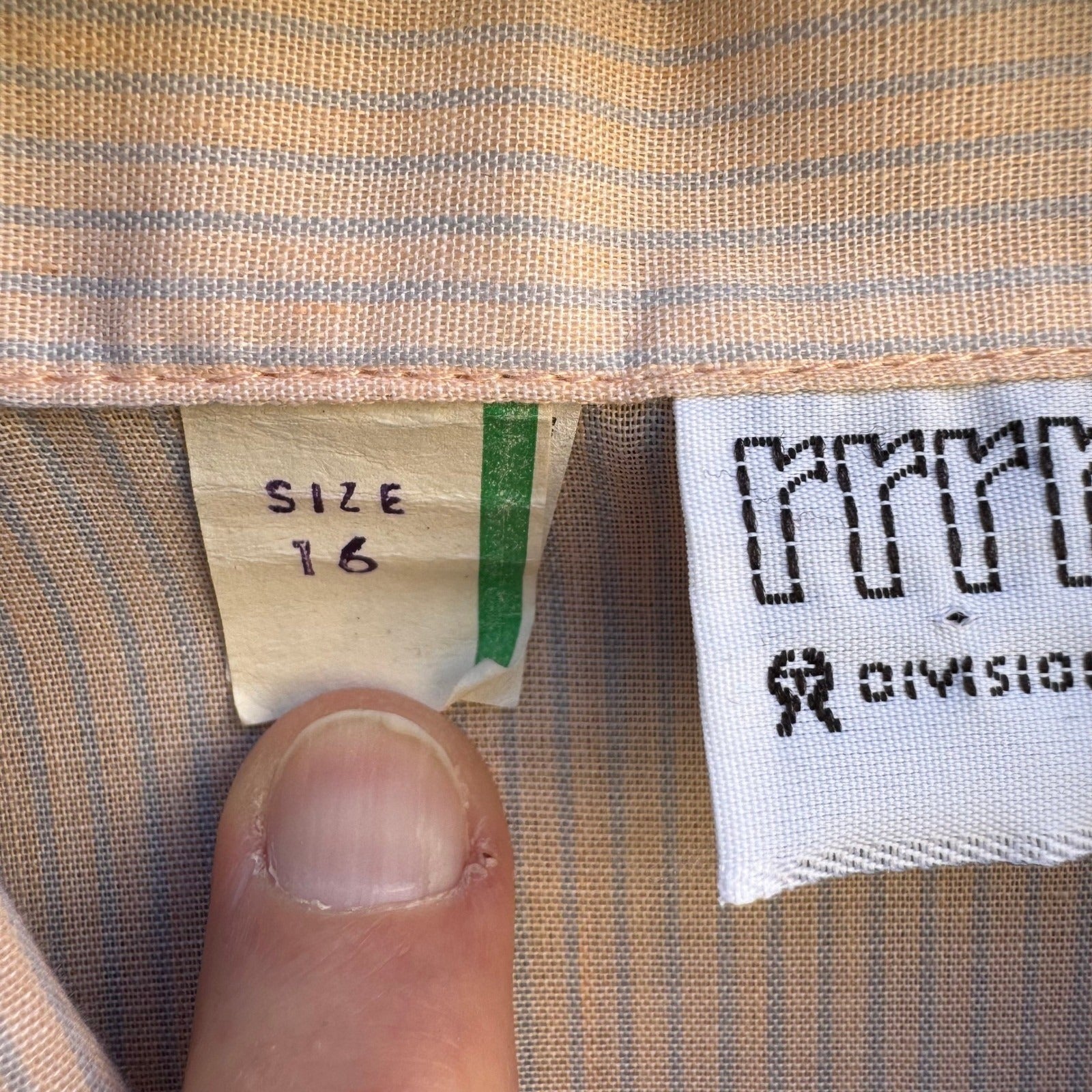Russ Toggs Vintage Peach Blue Pinstripe Short Sleeve Button Down Shirt Womens 16