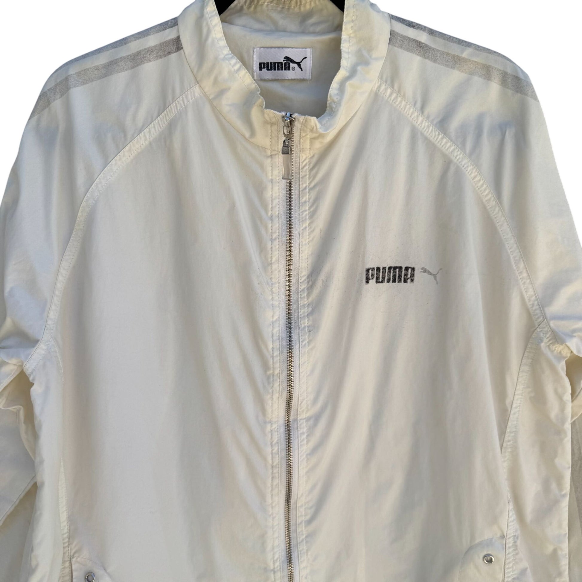 Puma Vintage Mens Beige Lightweight Full-Zip Unlined Long Sleeve Pocket Jacket