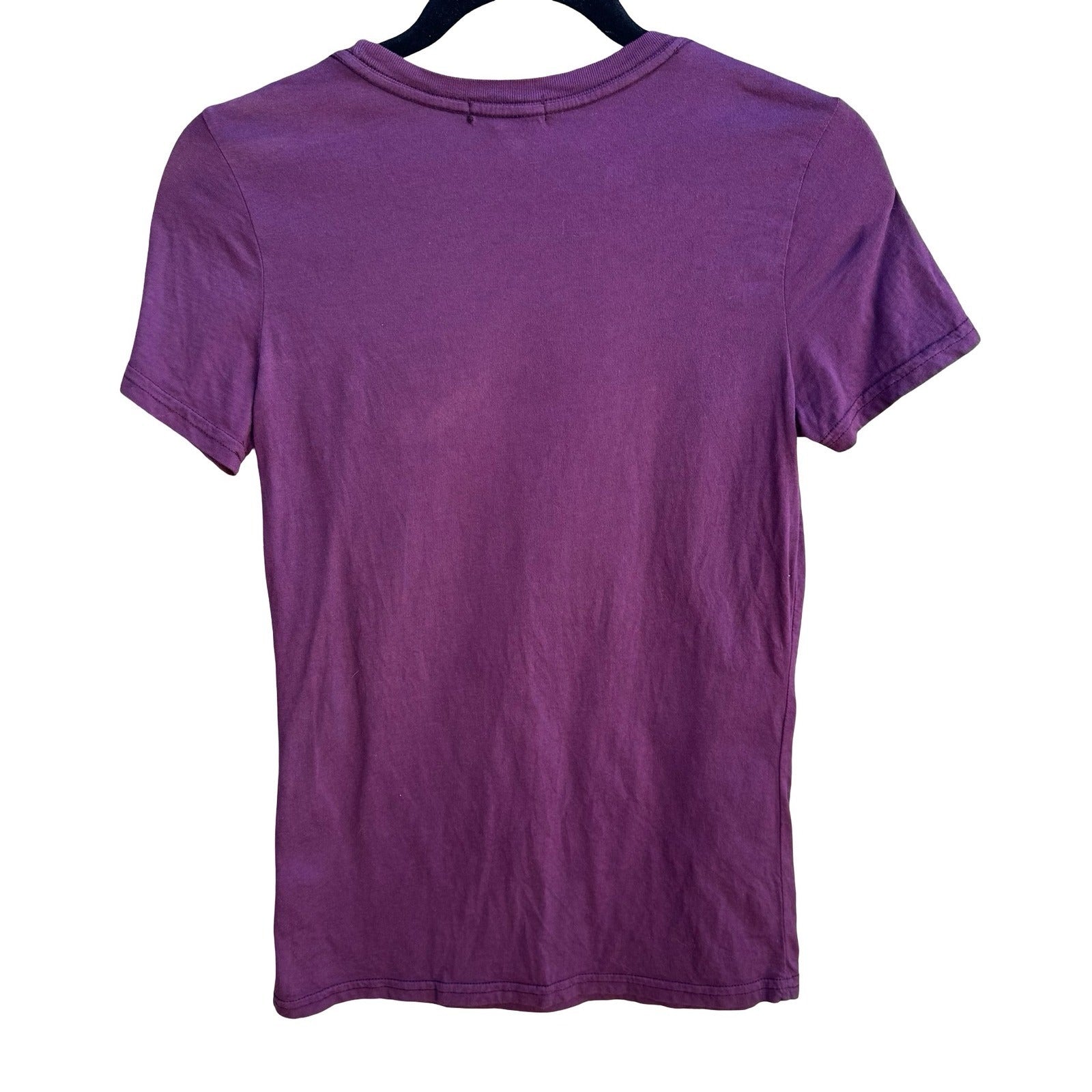 Lucky Brand Y2K Indie Hope Peace Sign Heart Graphic Babydoll T-Shirt Purple XS