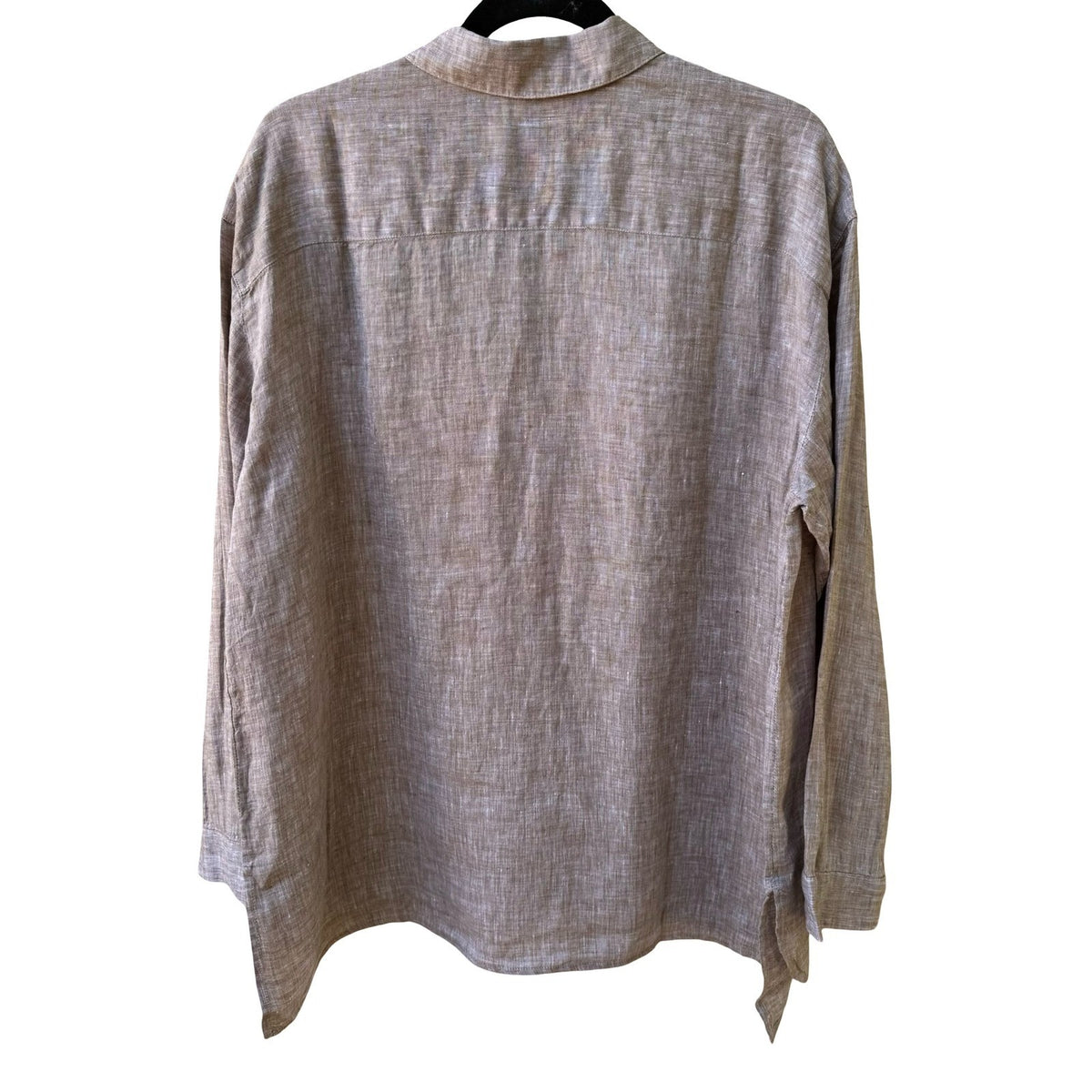 J Jill Love Linen Coastal Minimalist Lagenlook Earthy Toffee Brown Shirt L NWT