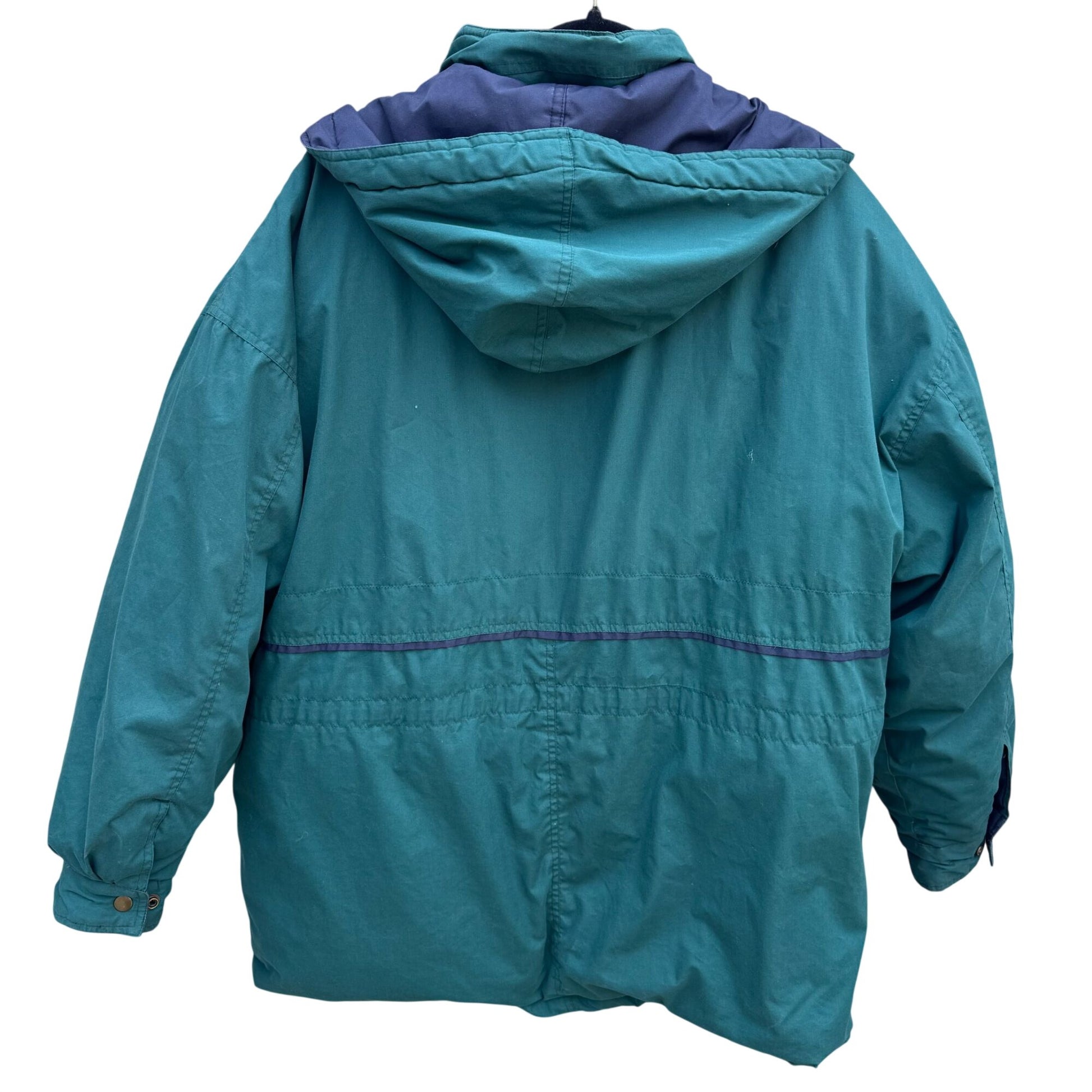 Braefair Vintage Green Navy Hooded Down Fill Puffer Jacket Parka Winter Coat 2X