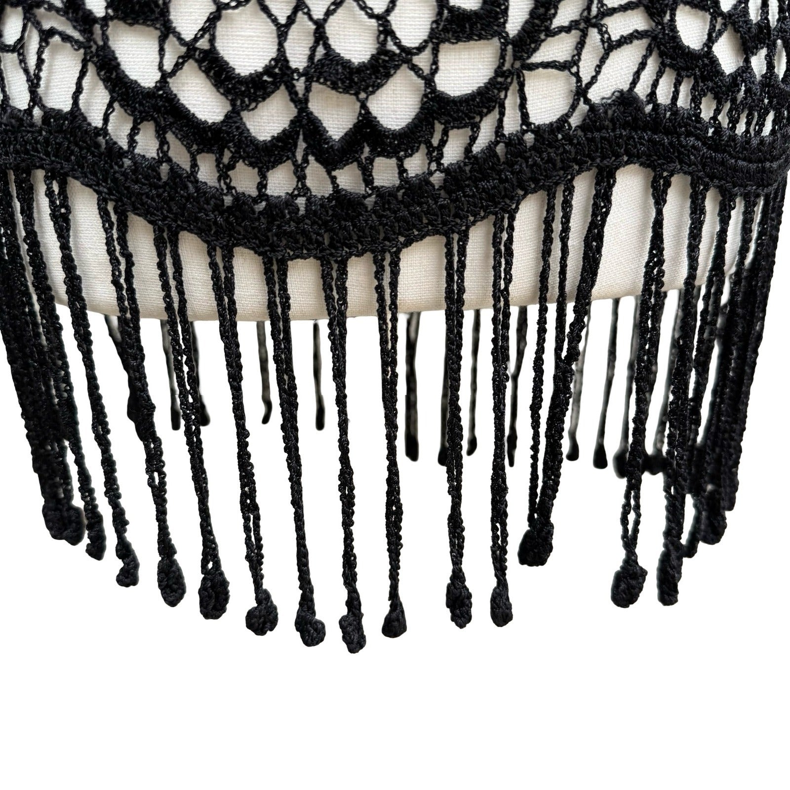 IDI Boho Festival Beachwear Coverup Hand Crochet Fringe Top Floral Open Knit L