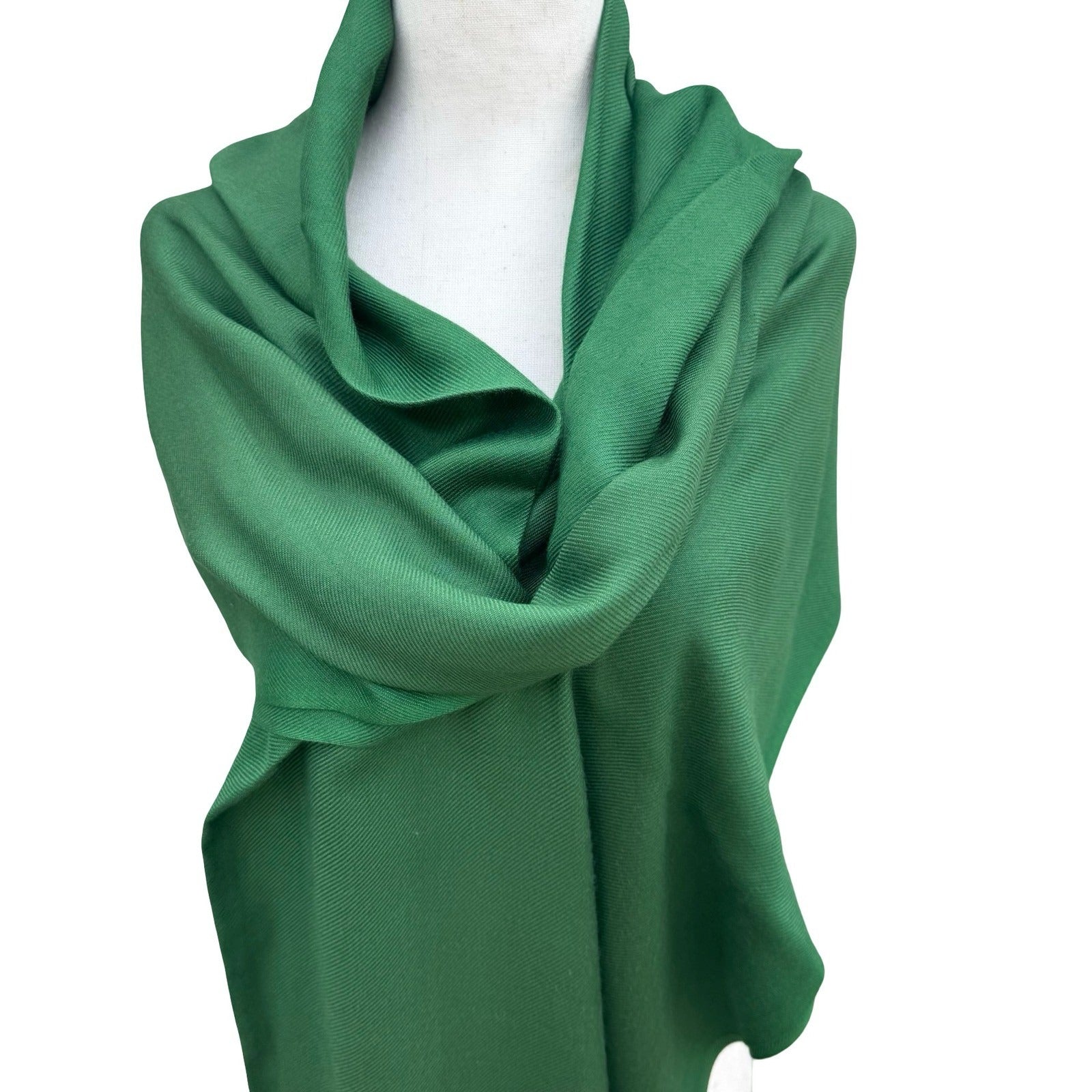 Krishma Emerald Green Pashmina Shawl Wrap 100% Viscose Fringe Tassel Layering