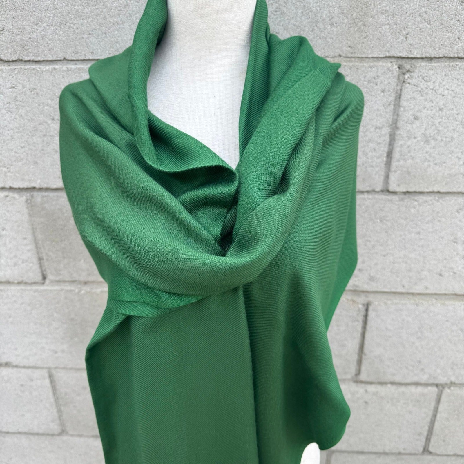 Krishma Emerald Green Pashmina Shawl Wrap 100% Viscose Fringe Tassel Layering