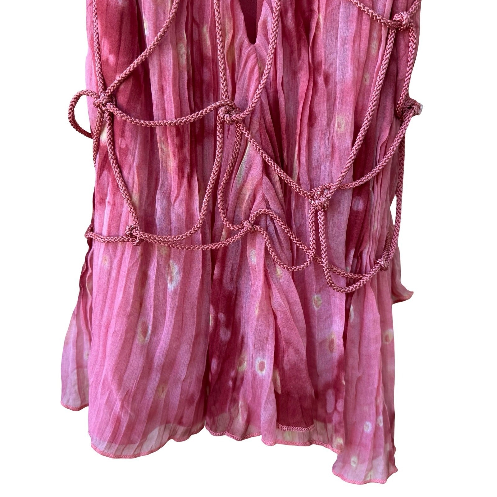 Iron Ethereal Boho Fairycore Festival Tie Dye Silk Braided Rope Cami Top S NEW
