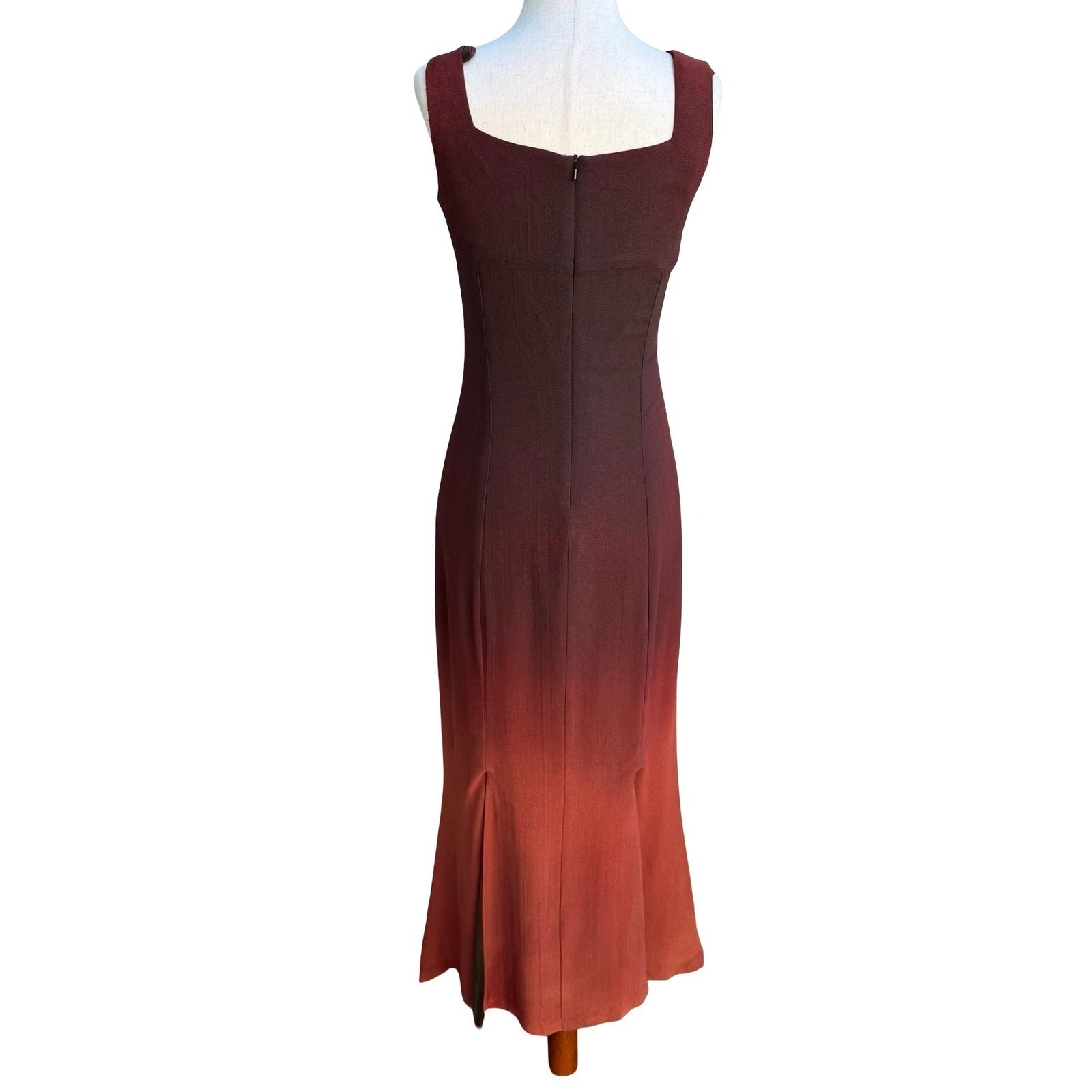 Vintage 90s Silk Ombre Gradient Studded Boho Whimsigoth Edgy Grunge Maxi Dress S