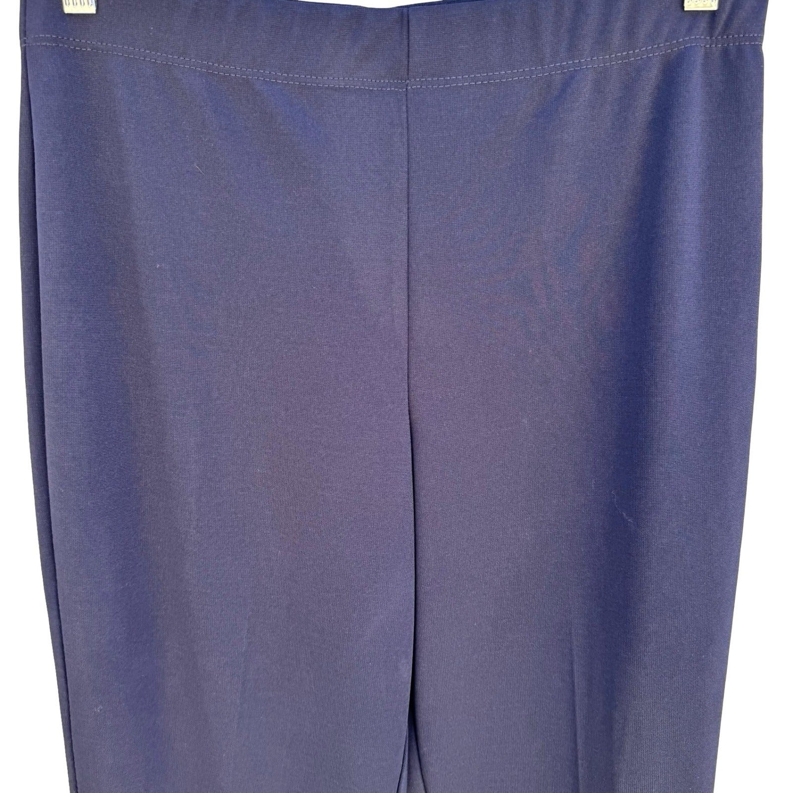 Susan Graver Liquid Knit Straight Leg Pants Navy Elastic Waist Womens M Office