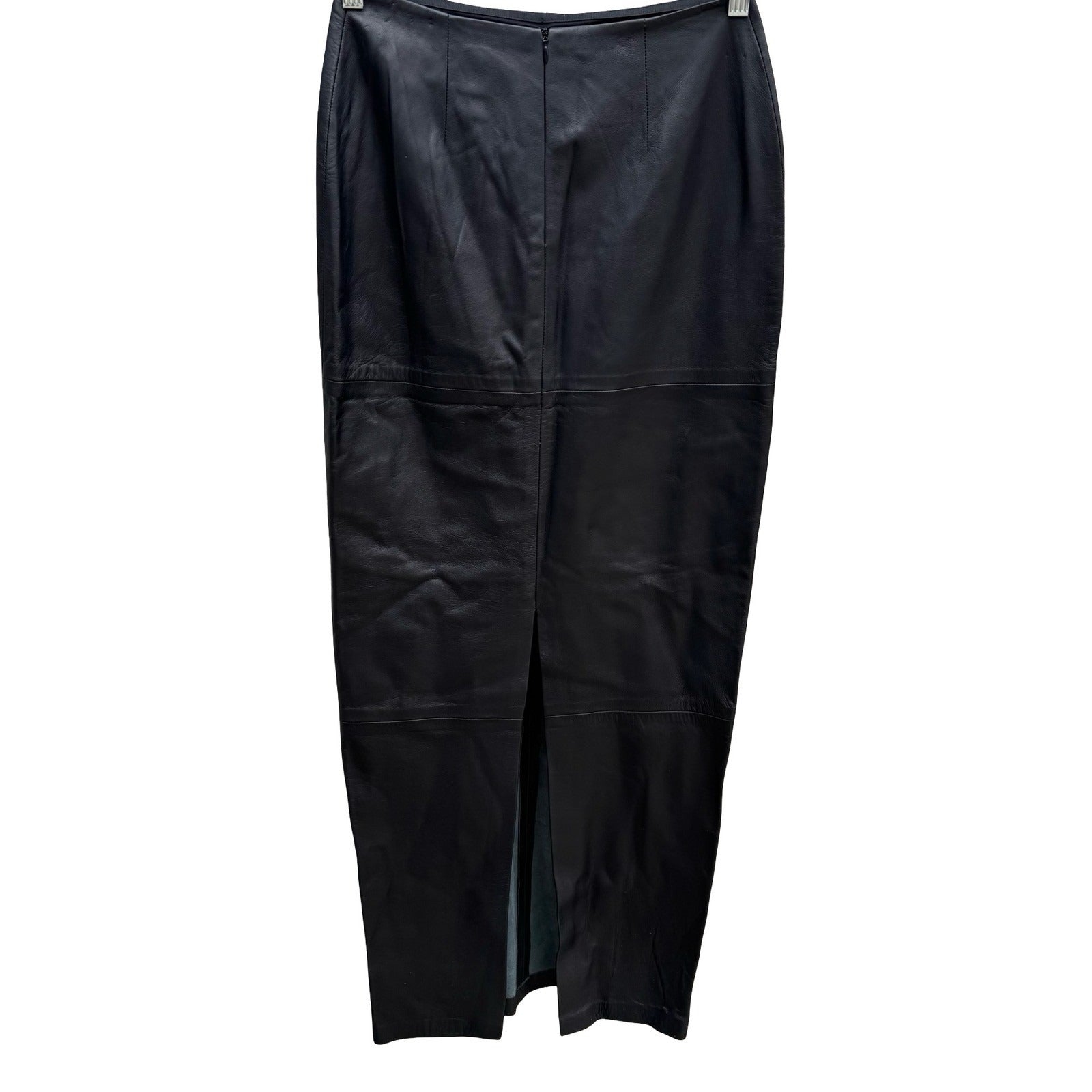 Laundry Shelli Segal Vintage Y2K 90s Black Lamb Leather Maxi Pencil Skirt 4