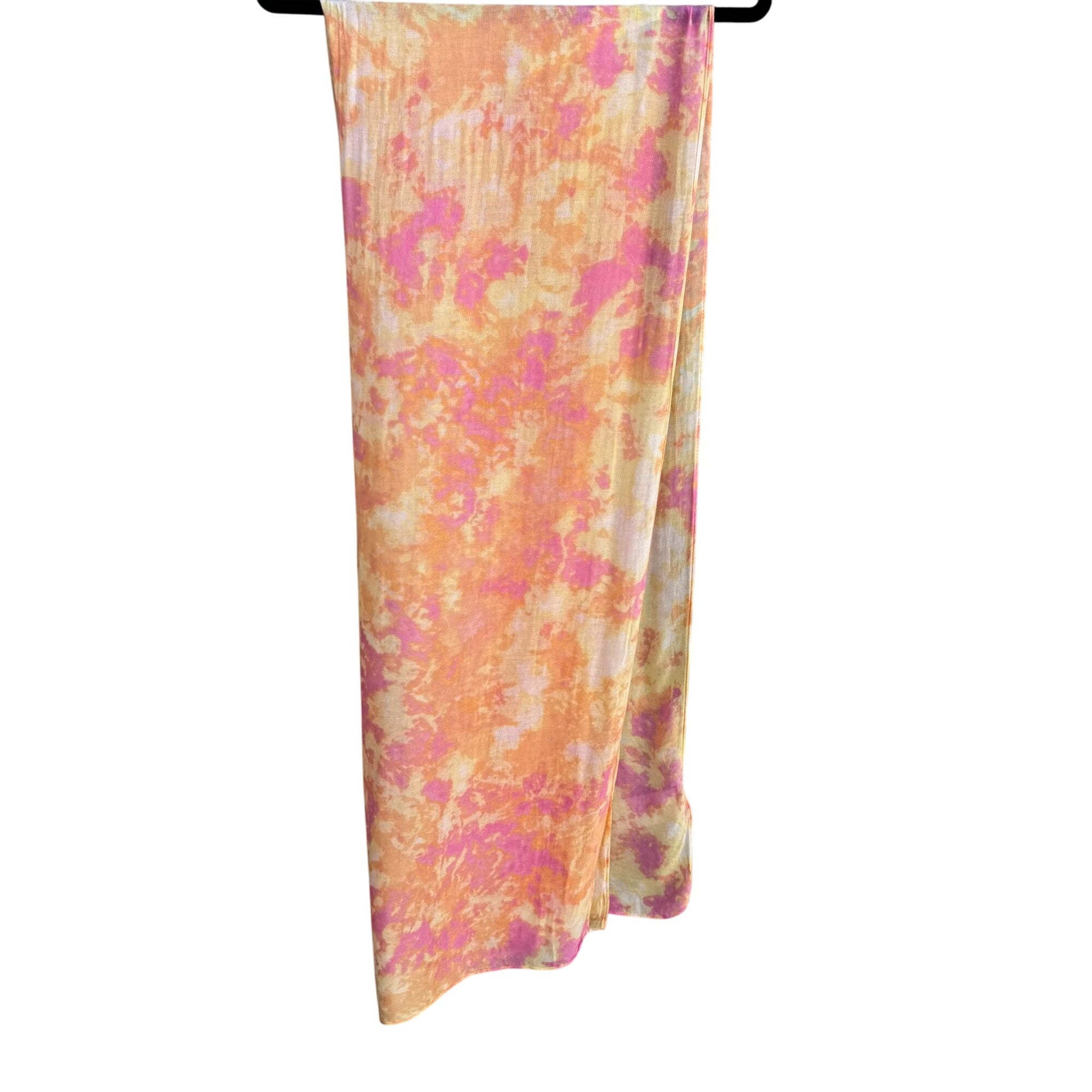 Isaac Mizrahi Live Womens Multicolor Pink Orange Tie-Dye Hippie Beach Scarf Wrap