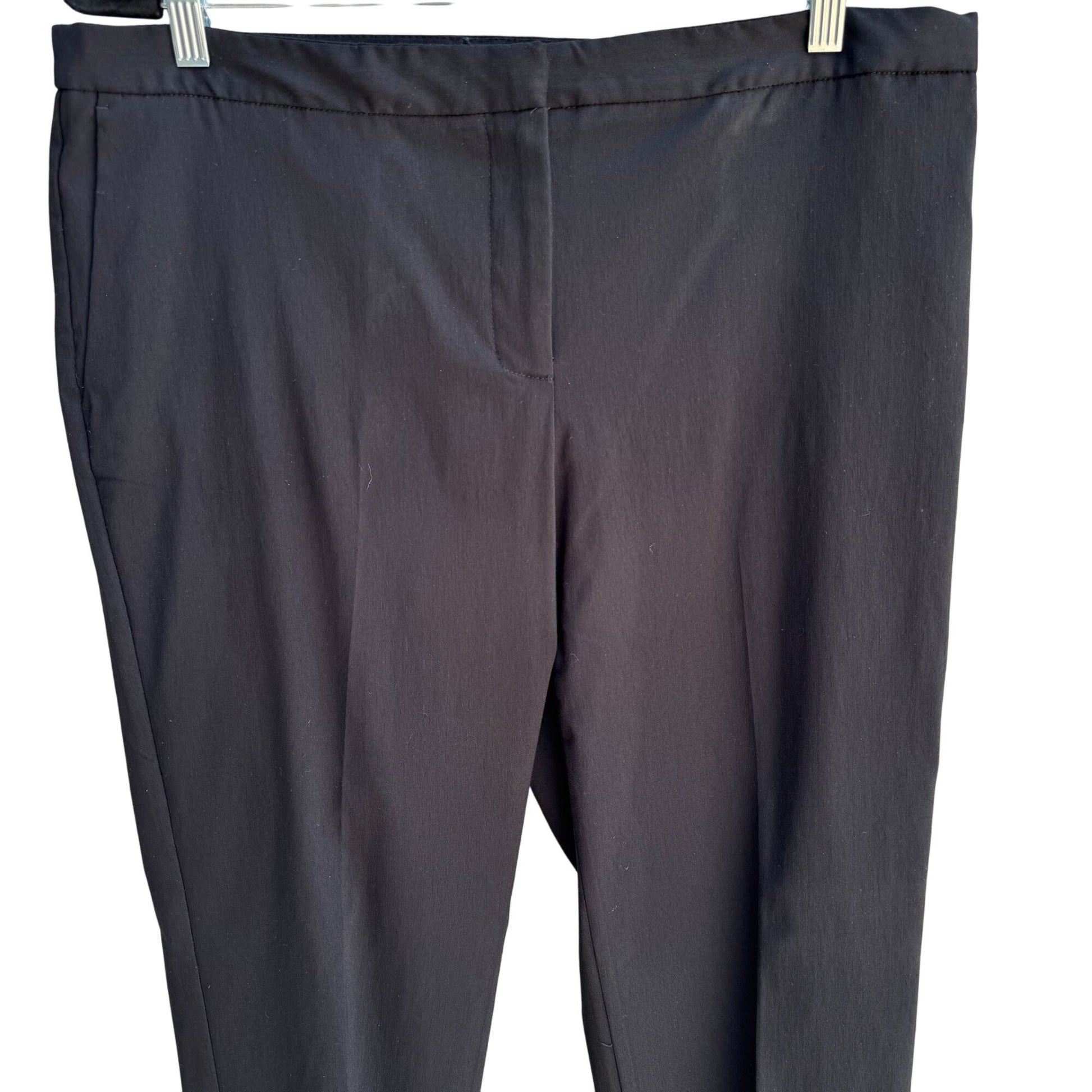 Mario Serrani Womens Stretch Flat Front Straight Leg Black Mid Rise Dress Pants L