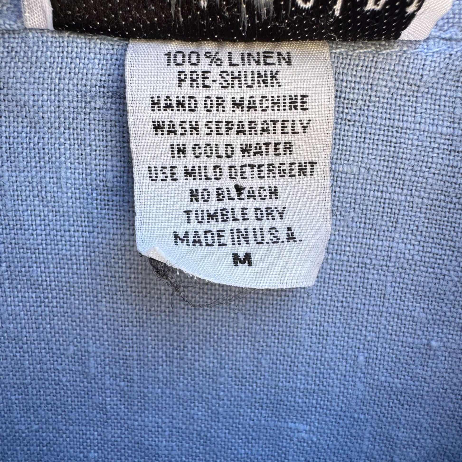 Match Point Vintage Womens Light Blue Linen Shell Buttons Short Sleeve Shirt M