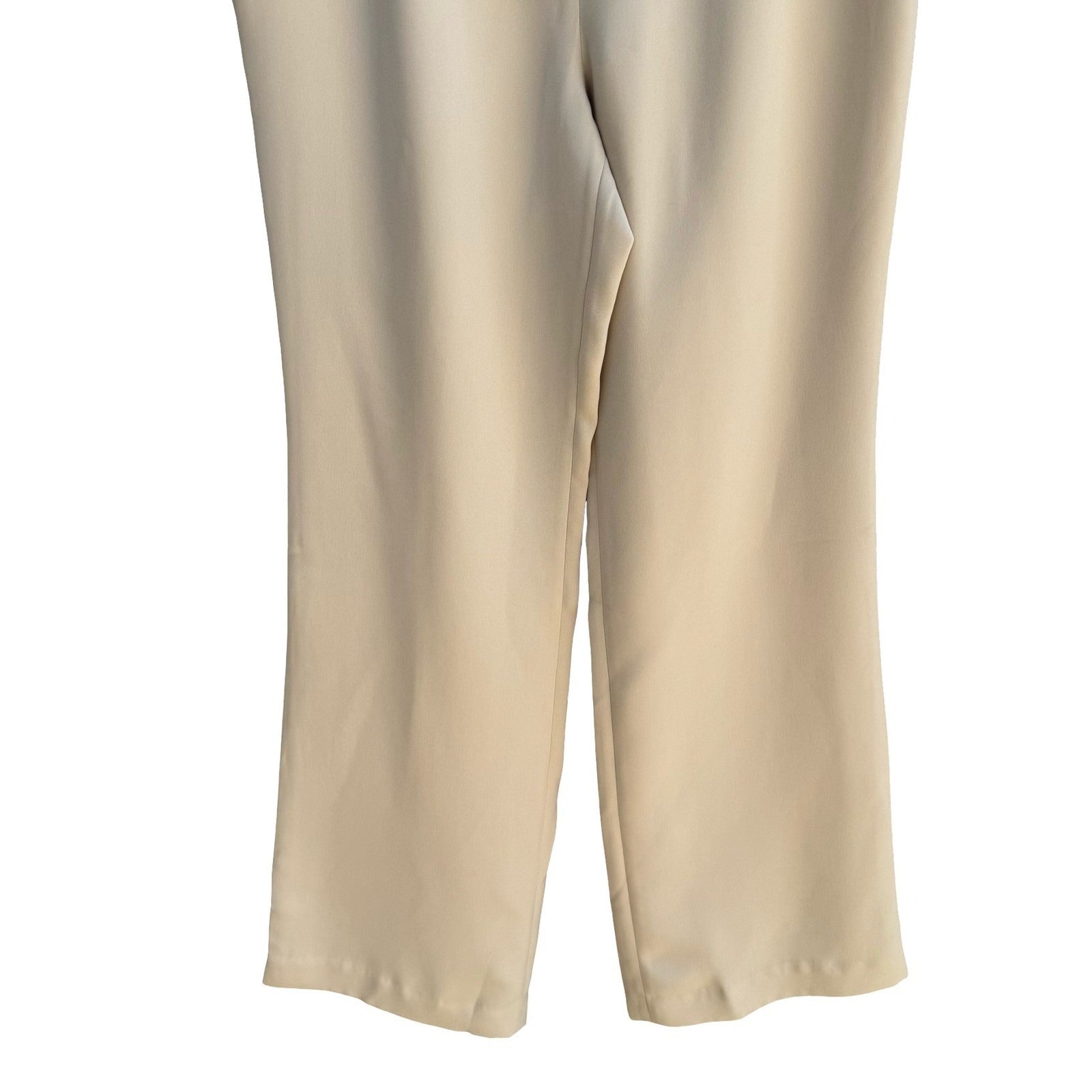 Pamela Dennis Minimalist Stone Quiet Luxury Crepe Flat Front Dress Pants 16 NEW