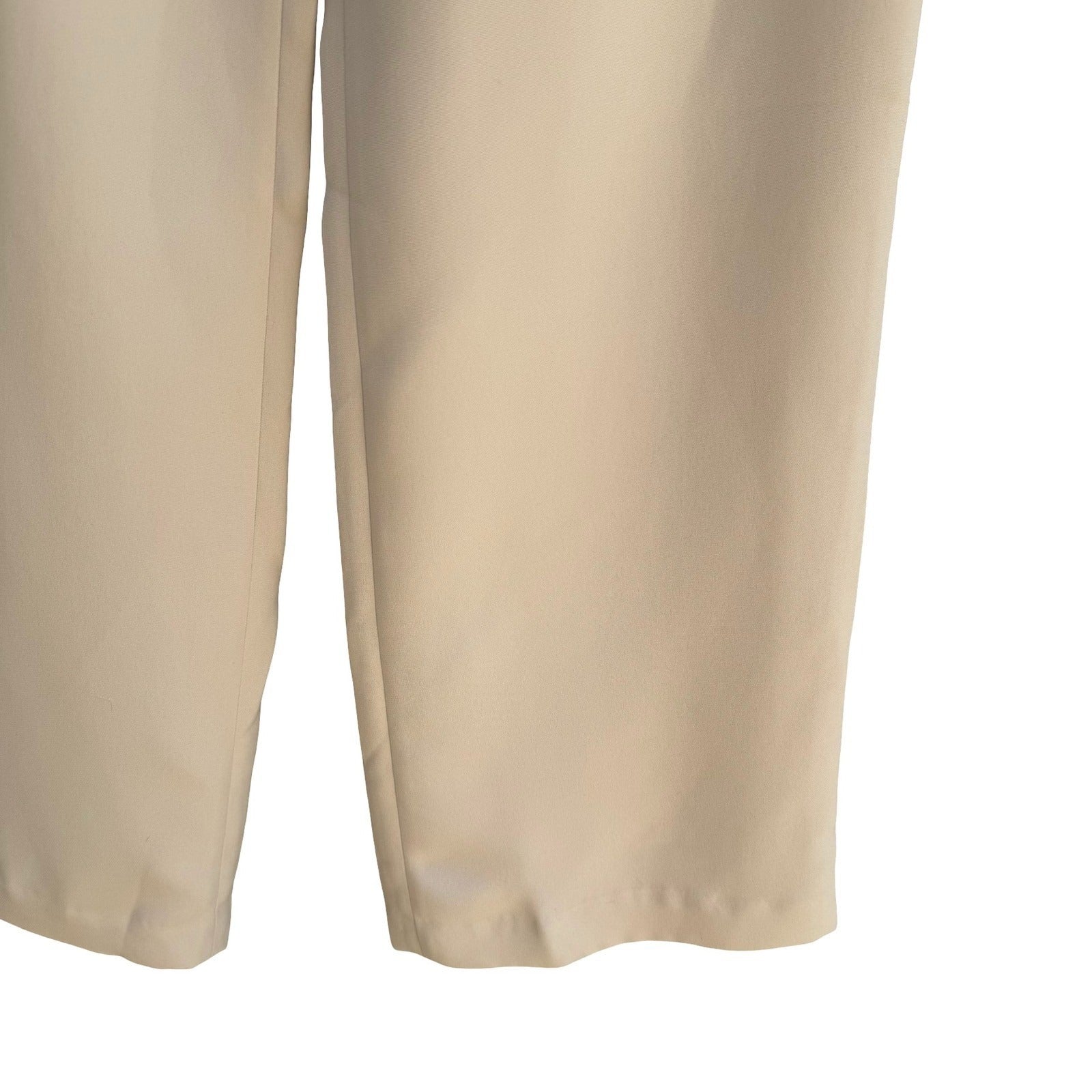 Pamela Dennis Minimalist Stone Quiet Luxury Crepe Flat Front Dress Pants 16 NEW
