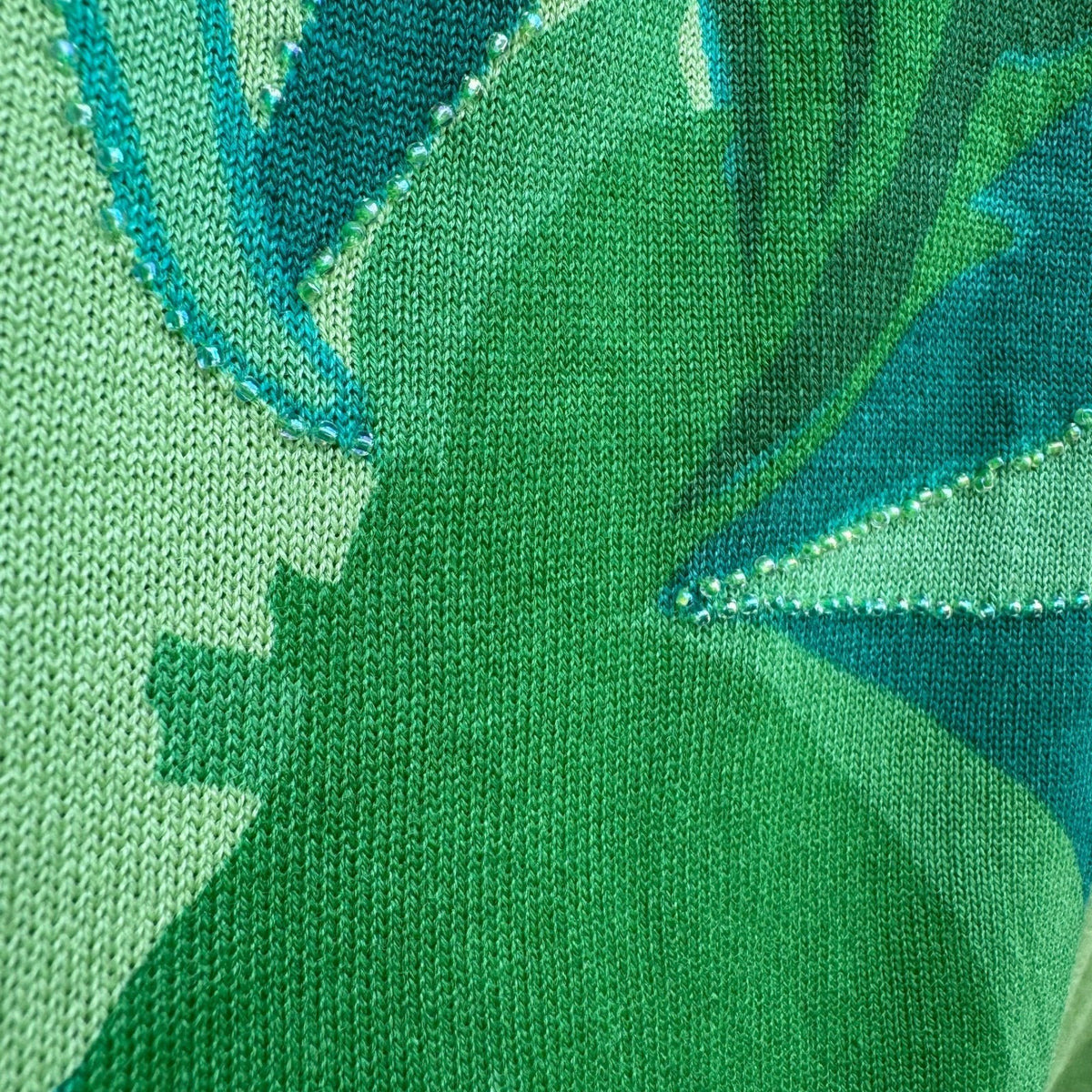 Diane von Furstenberg Silk Assets Y2K Fairycore Floral Beaded Sweater Green S