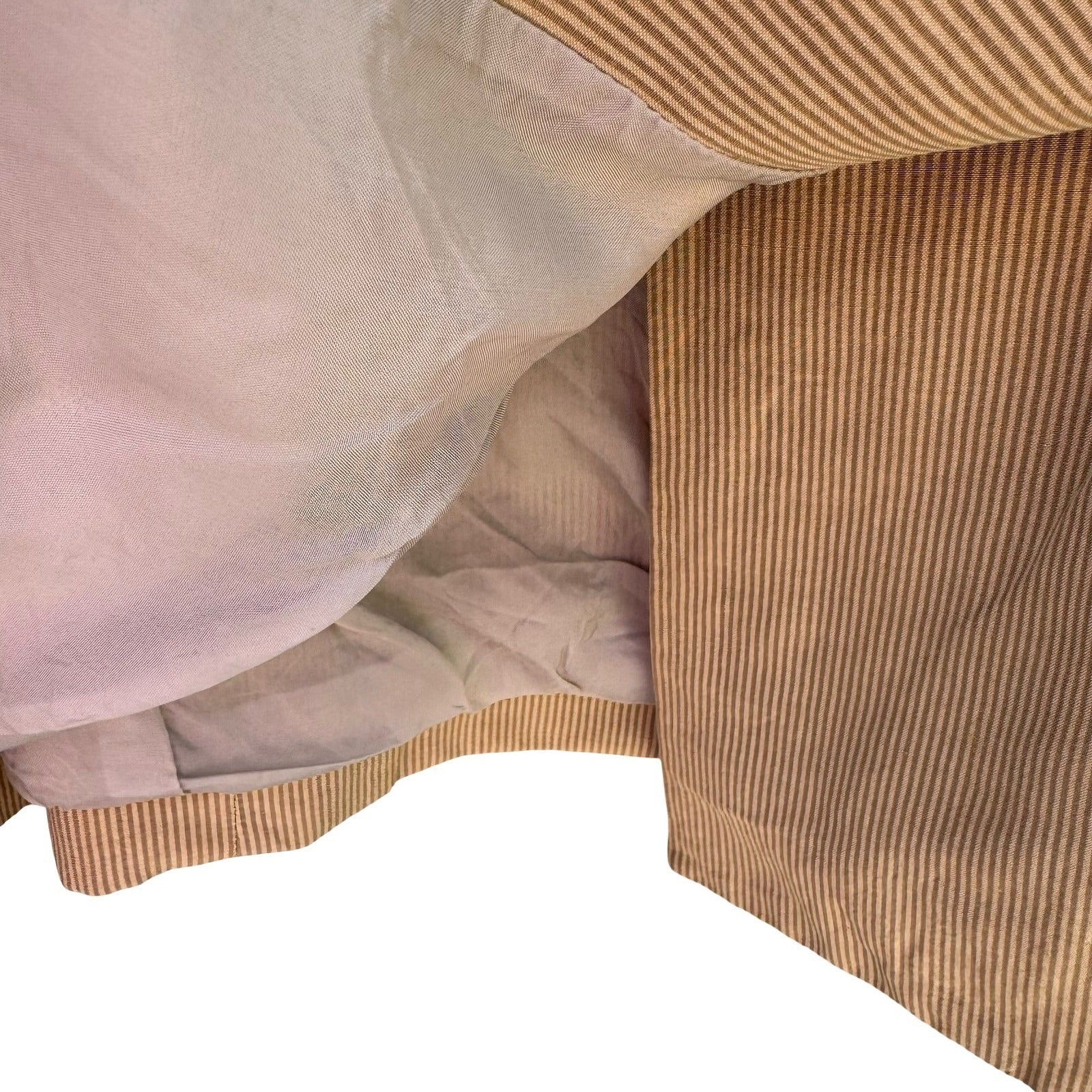 Tahari Vintage Tan Pinstripe Linen Silk Double Breasted Blazer Jacket Size 8