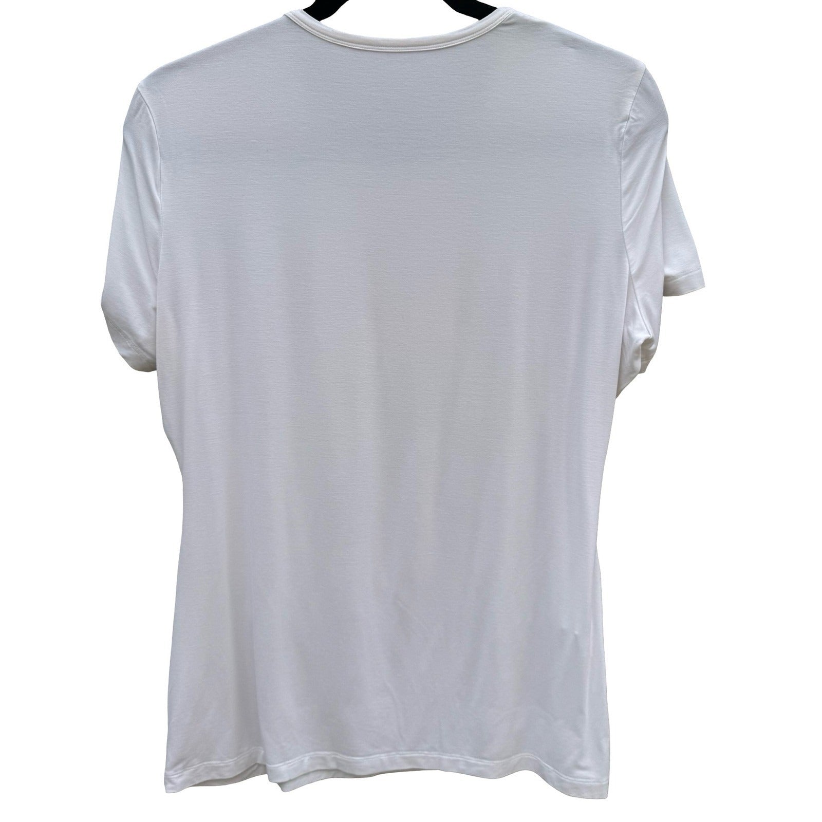 Vicky Tiel L'amour de Paris Graphic Tee Chic White Scoop Neck Short Sleeve Large