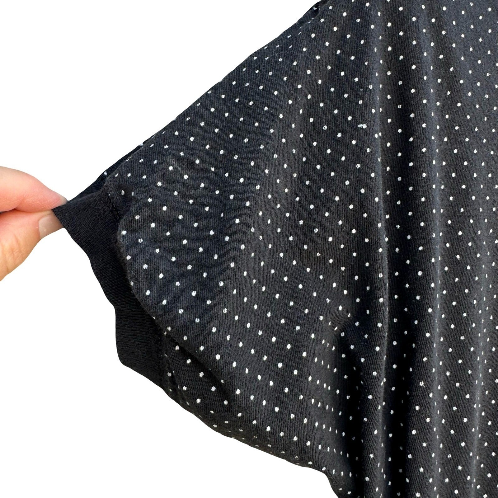 Forenza Vintage Polka Dot Mock Neck Crop Top Black White Cotton Made Italy Small