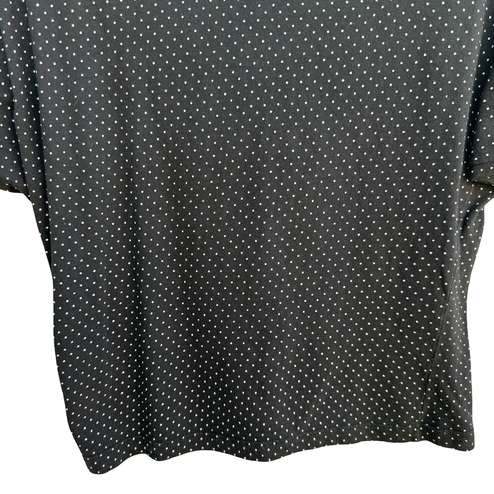 Forenza Vintage Polka Dot Mock Neck Crop Top Black White Cotton Made Italy Small