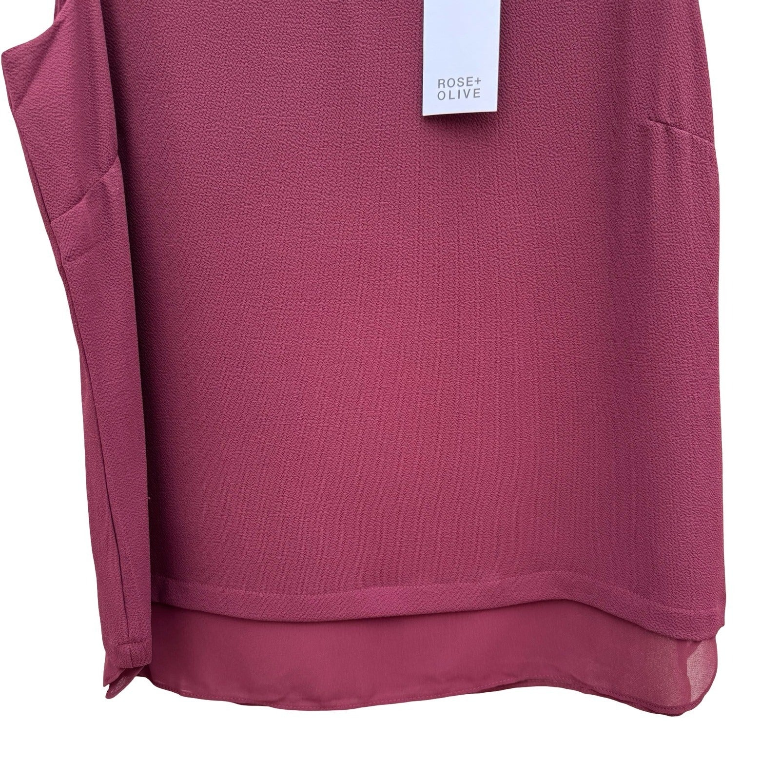 Rose + Olive Burgundy Sleeveless Layered Chiffon Hem Blouse Large NEW Layering