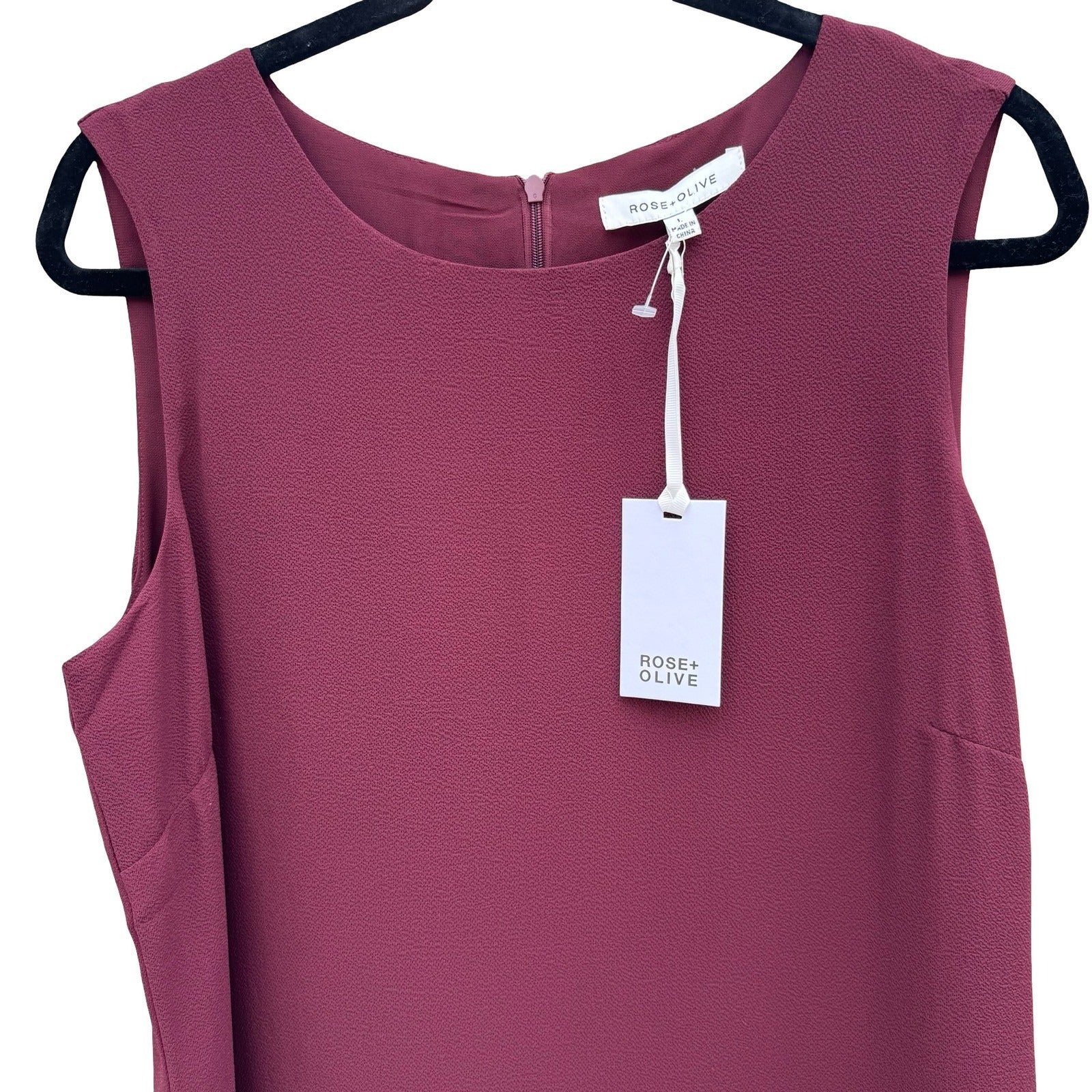Rose + Olive Burgundy Sleeveless Layered Chiffon Hem Blouse Large NEW Layering
