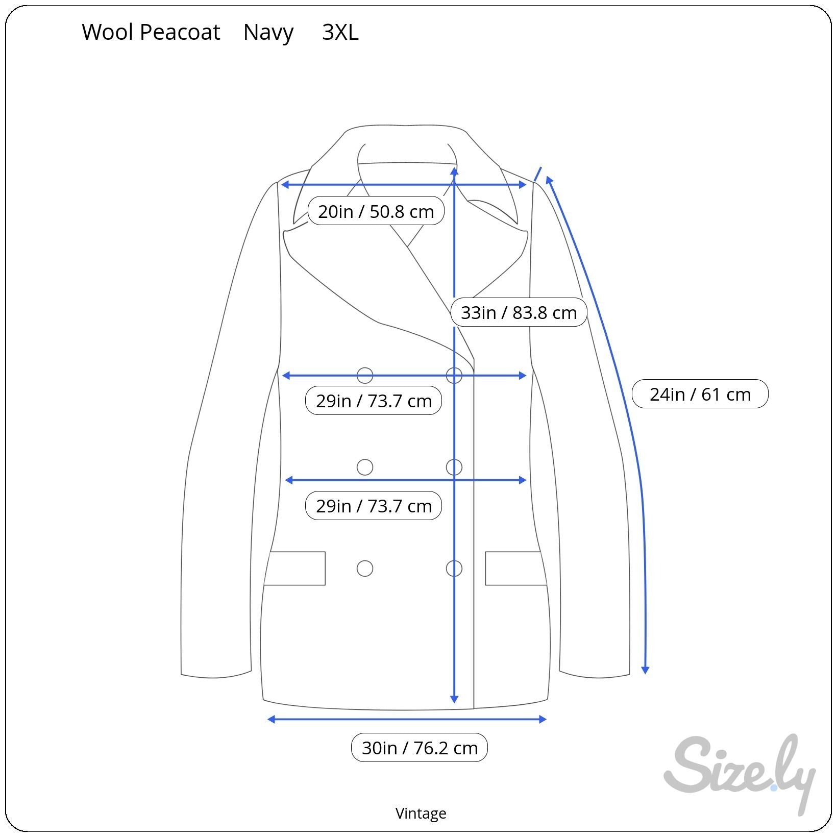 Vintage Navy Blue Nautical Wool Peacoat Red Lining Anchor Buttons Maritime 3XL