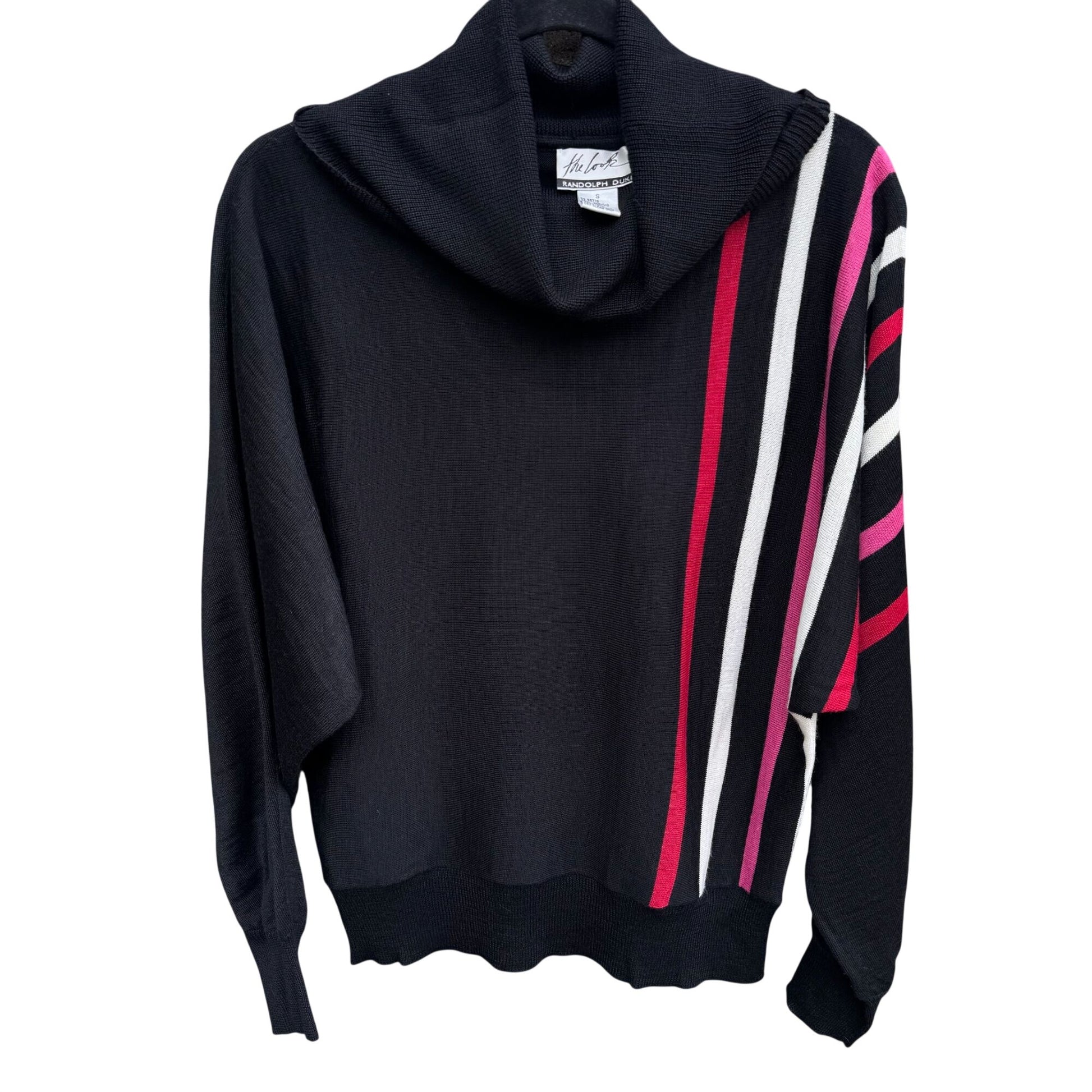 Randolph Duke The Look Womens Black Striped Cowl Neck Sweater Dolman Sleeves S