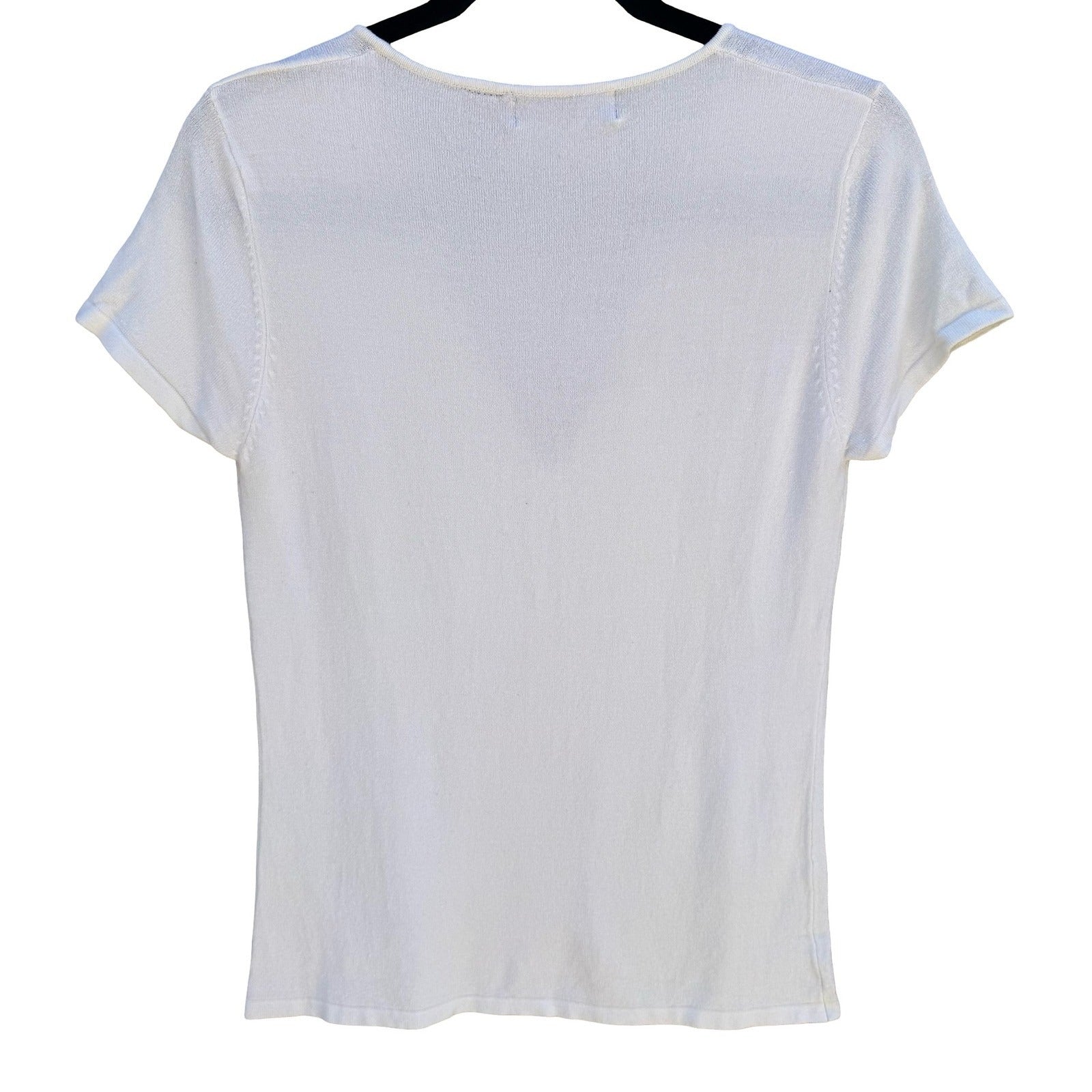 Express Y2K Minimalist White Deep V-Neck Clean Girl Stretch French Terry Top M