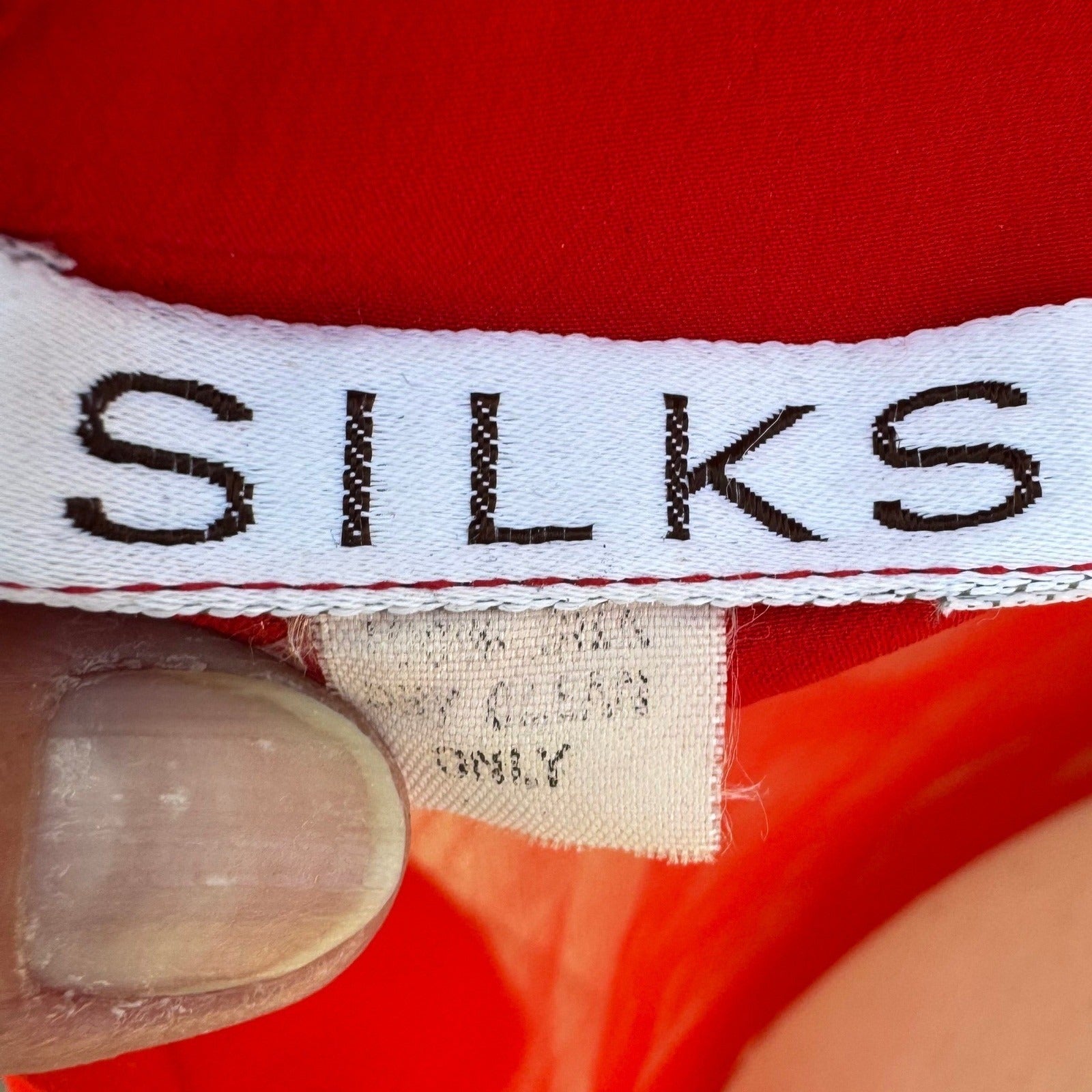 Silks Vintage Silk Red Halter Top Sheer Chiffon Hem Open Back Tie V-Neck S/M