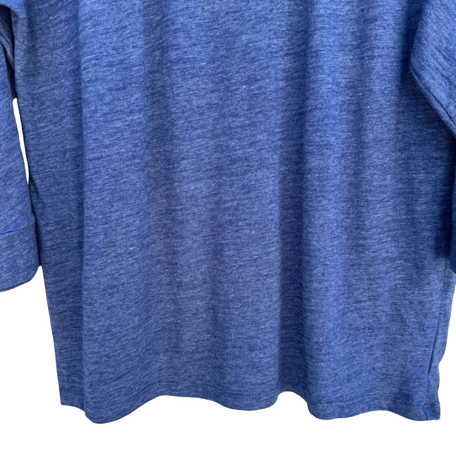 Gap WKND 3/4 Dolman Sleeve Top Marine Blue Heathered Scoop Neck L Minimalist