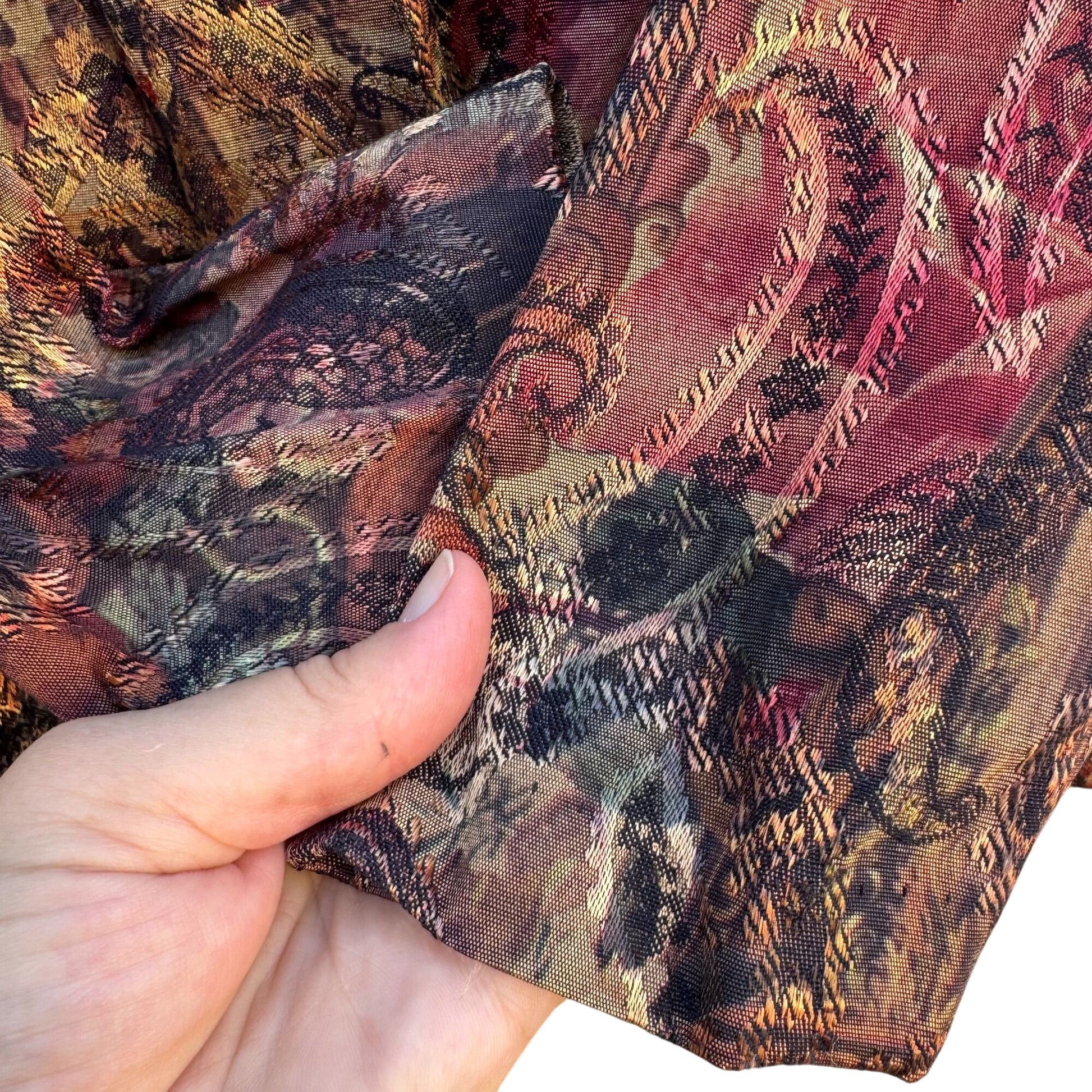 JBT Sport Petite By Fritzi Vintage Womens Paisley Jacquard One Button Blazer PM