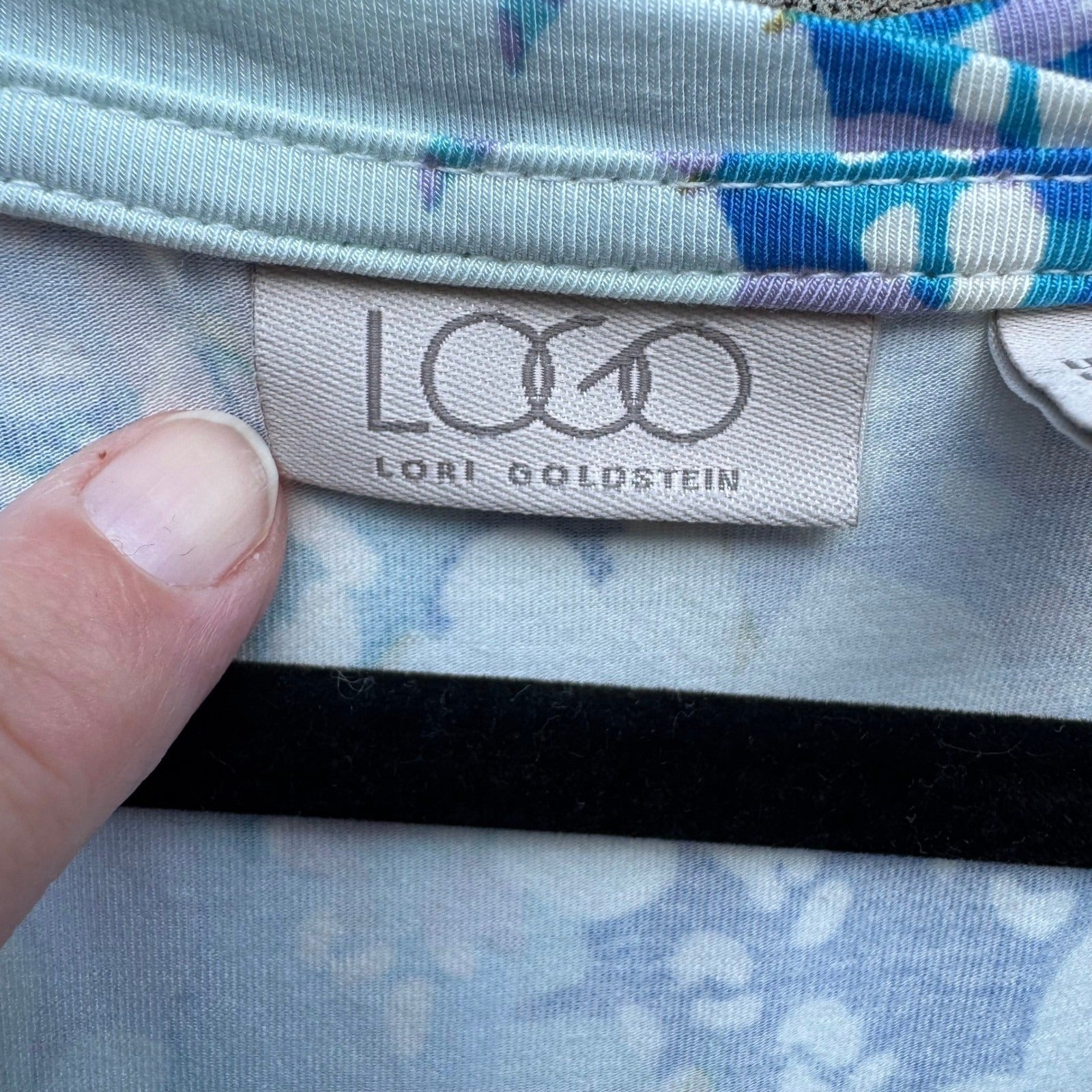 LOGO Lori Goldstein Kennedy Tunic Boho Flowy Garden Floral Sharkbite Hem M NEW