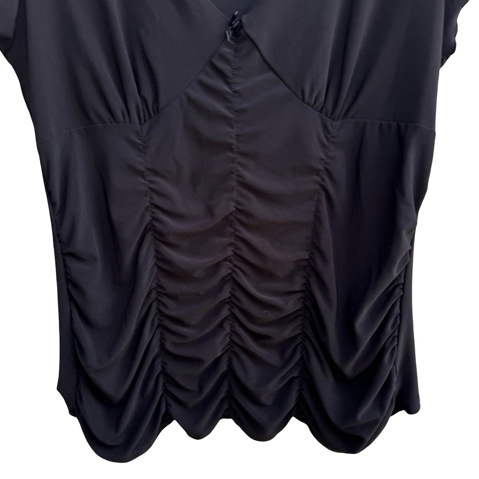 JTB Y2K Whimsigoth Coquette Romantic Ruched V-Neck Minimalist Goth Blouse XL