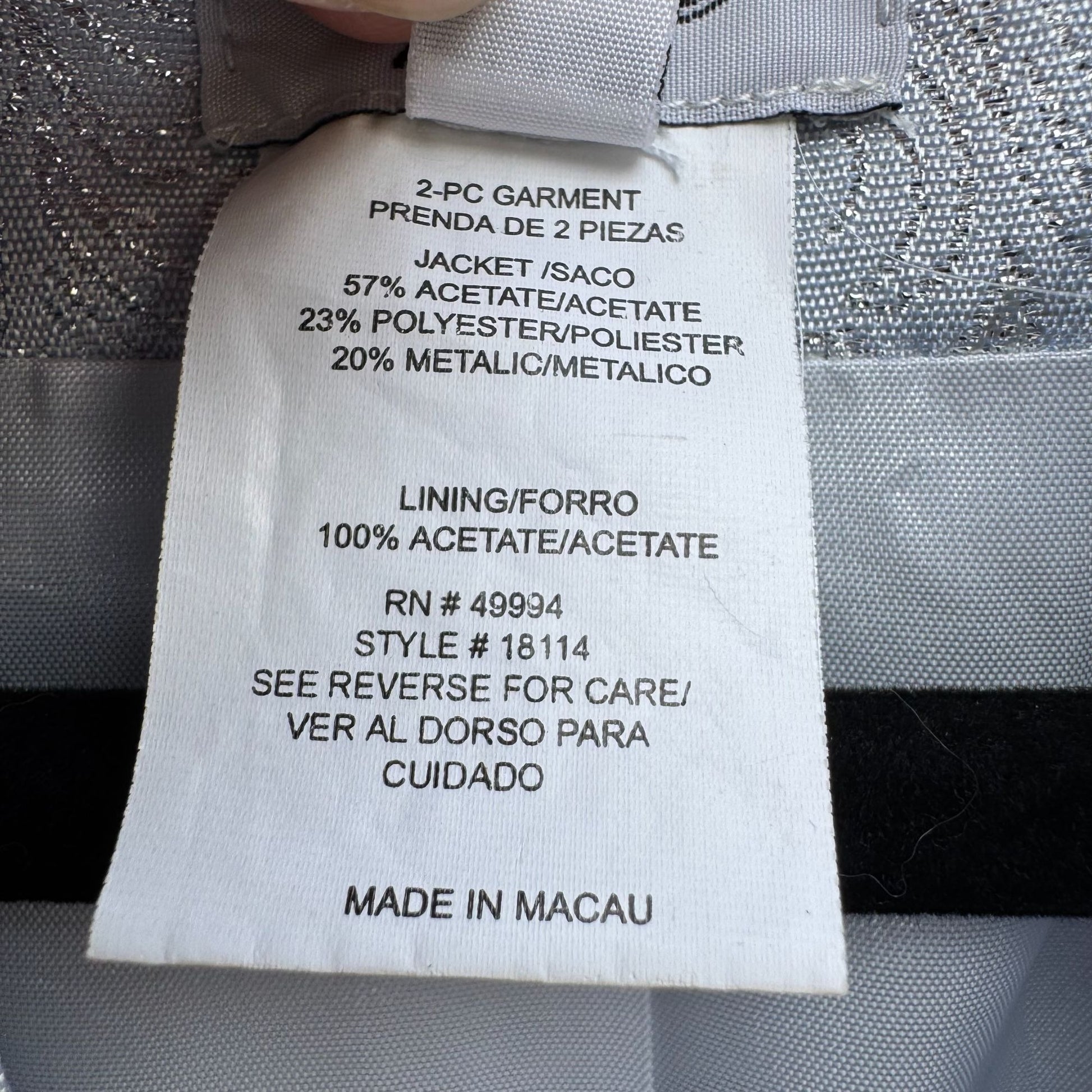 R&M Richards Blue Silver Formal Jacket Full Length Dress Metallic 2 Piece Set 14P