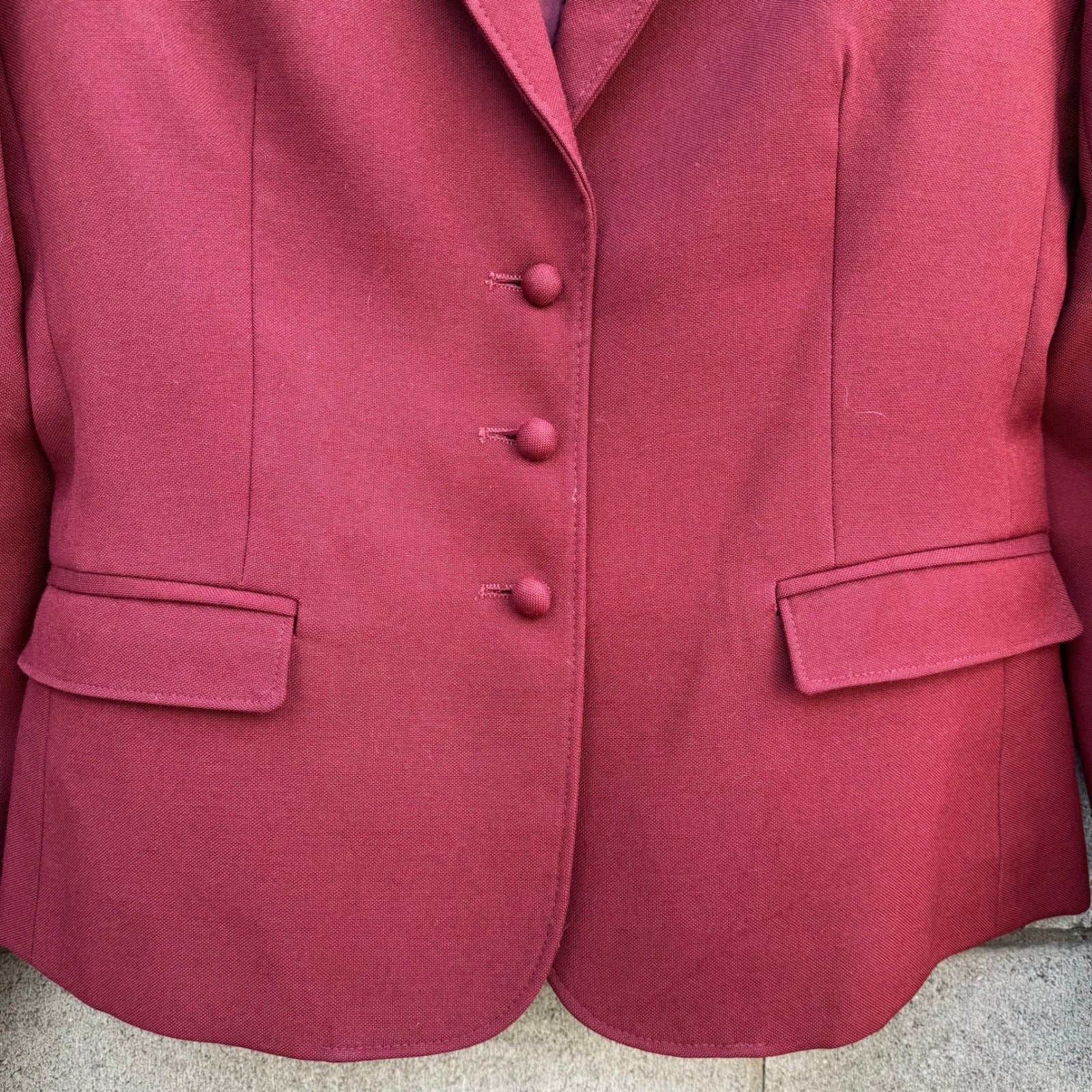 Eric Sands Vintage Burgundy Blazer Tailored 3 Button Professional Jacket Women S