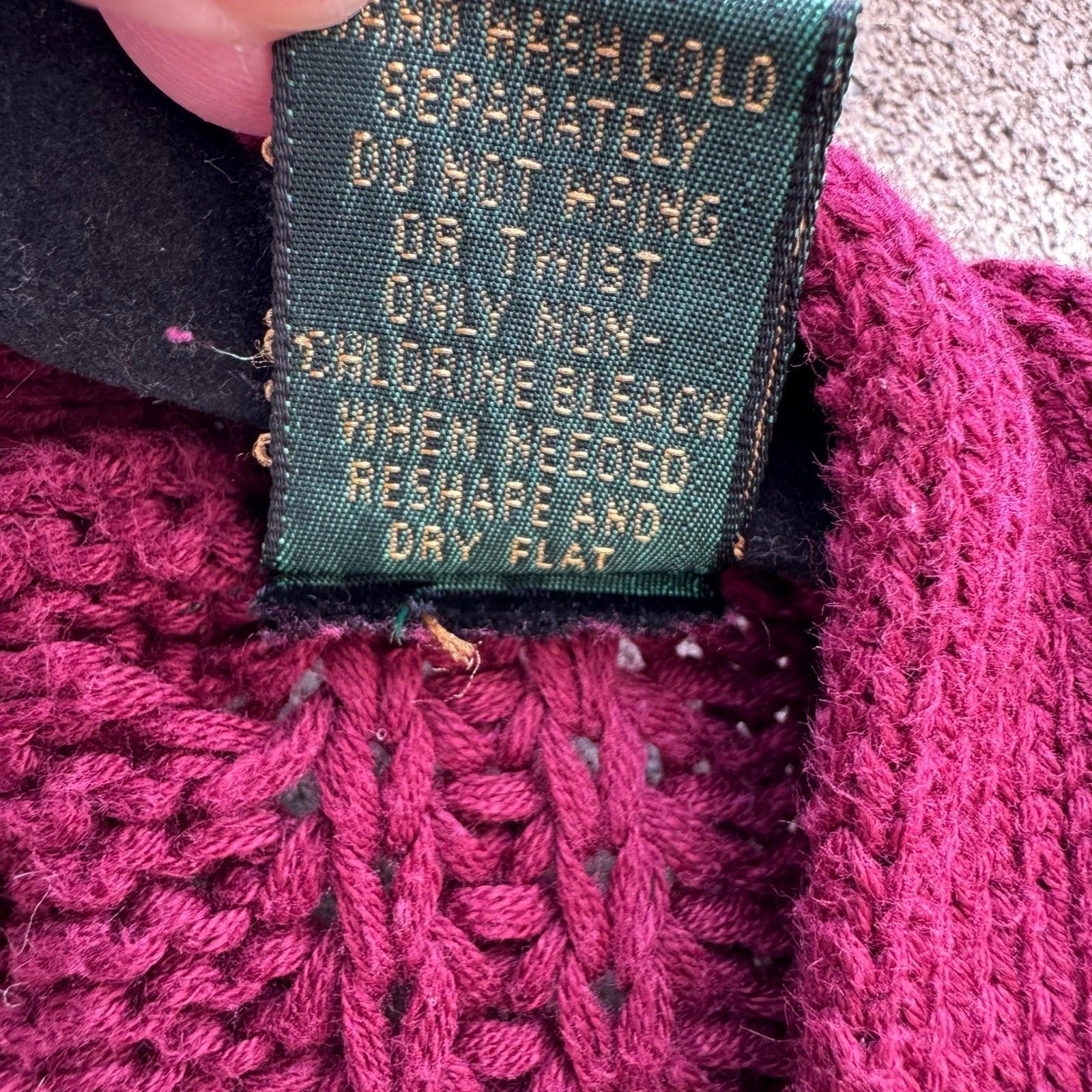 Robinsons Private Stock Vintage Burgundy Cable Knit Cardigan Sweater Womens M