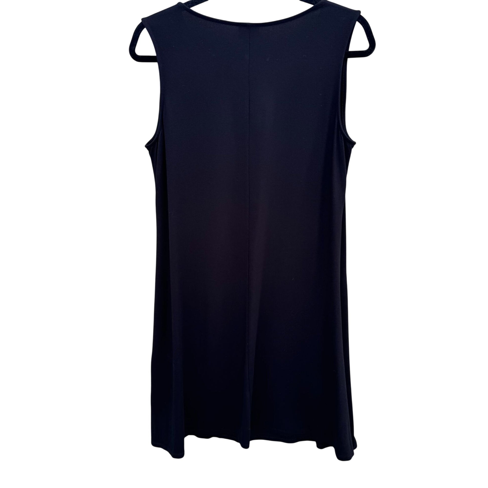 Chicos Womens Black Sleeveless Lace-Up Front Shift Dress Relaxed Fit M Casual