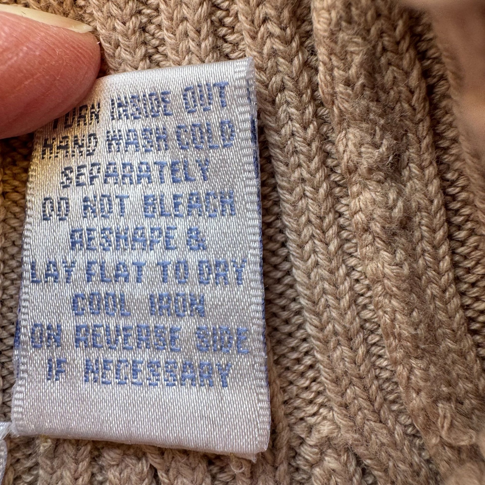 DG2 By Diane Gilman Ribbed Beige Short-Sleeve Knit Turtleneck Sweater Womens M