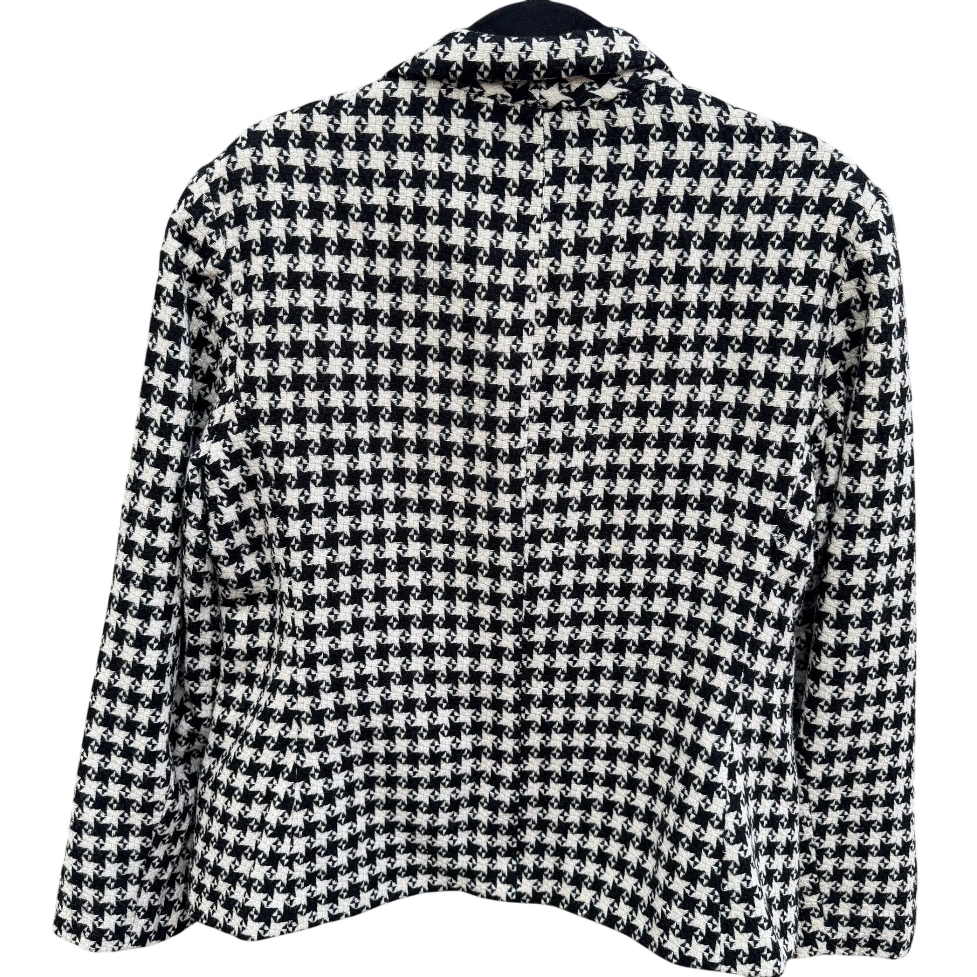 Vintage Houndstooth Womens Wool Blazer Single Breasted Pockets Old Money Preppy
