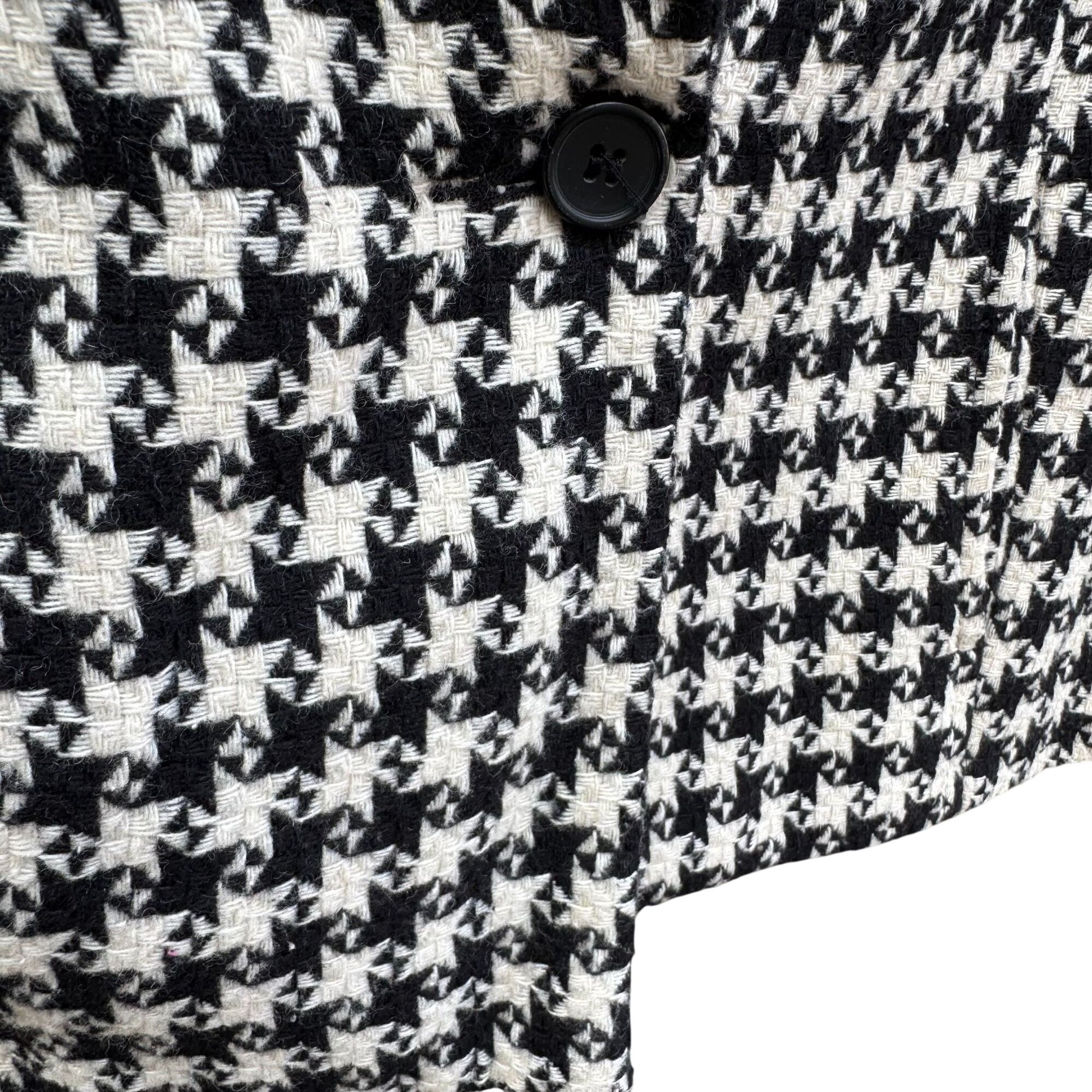 Vintage Houndstooth Womens Wool Blazer Single Breasted Pockets Old Money Preppy